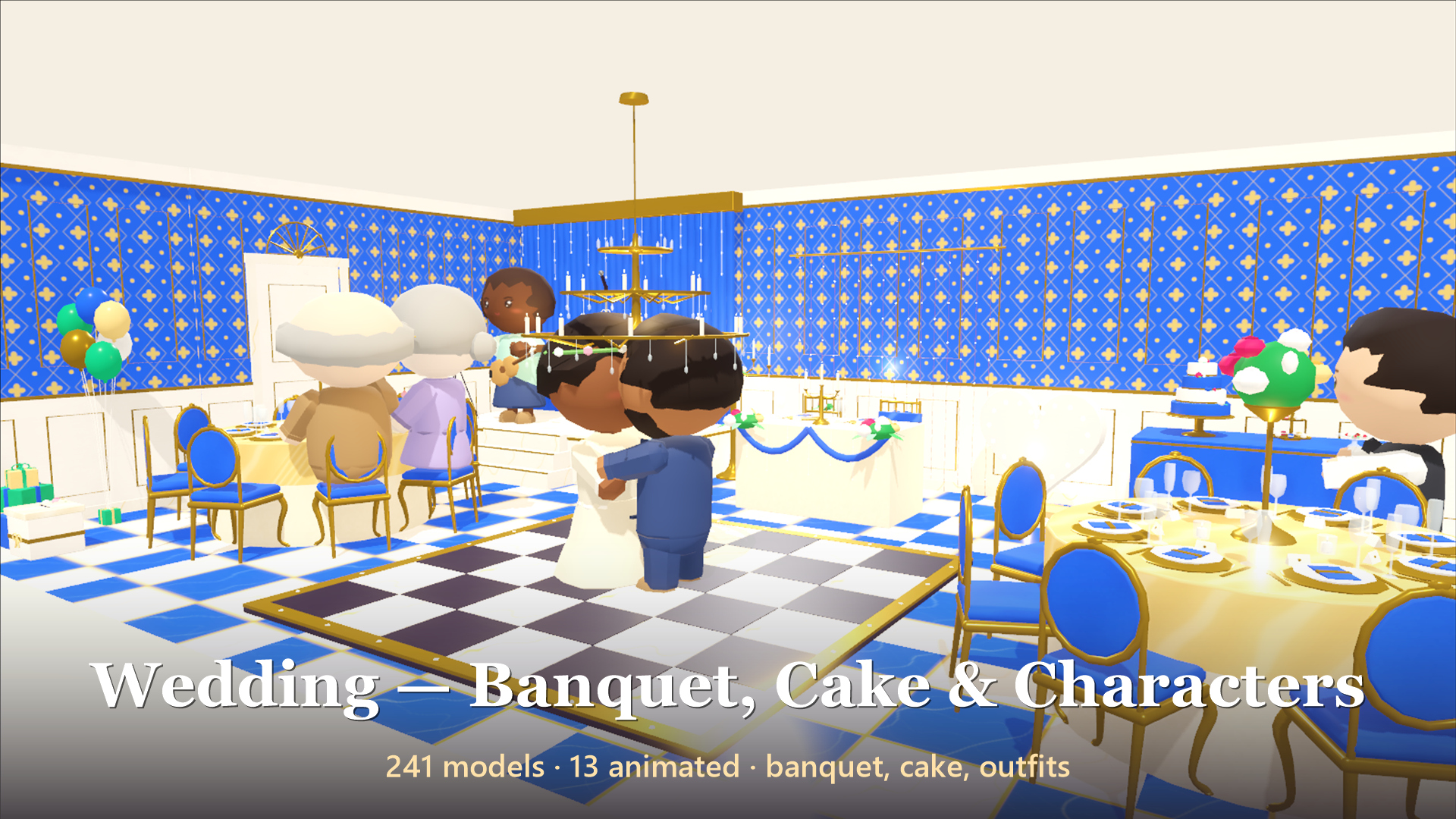 Wedding - Banquet Cake &amp Characters - 254 Low-Poly Mode 3D Model
