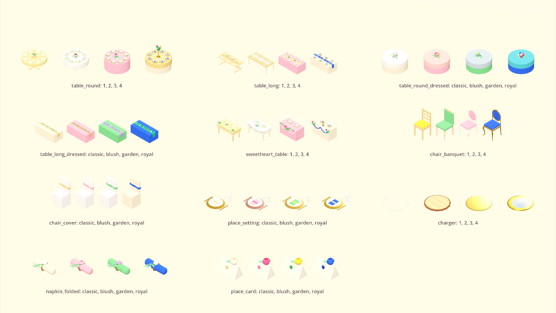 Wedding - Banquet Cake &amp Characters - 254 Low-Poly Mode 3D Model
