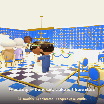 Wedding - Banquet, Cake & Characters - 254 Low-Poly Mode