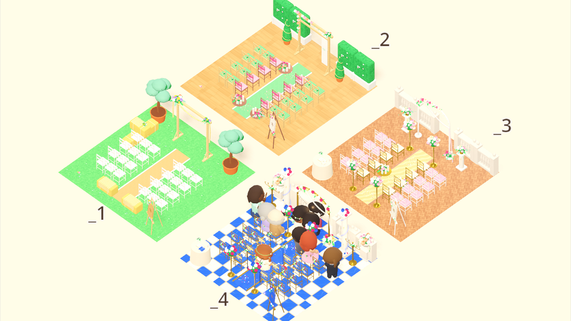 Wedding - Ceremony & Decor - 229 Low-Poly Models 3D Model