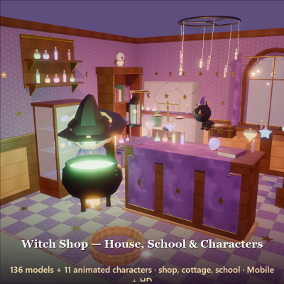 Witch Shop - House, School & Characters - 147 Low-Poly Models