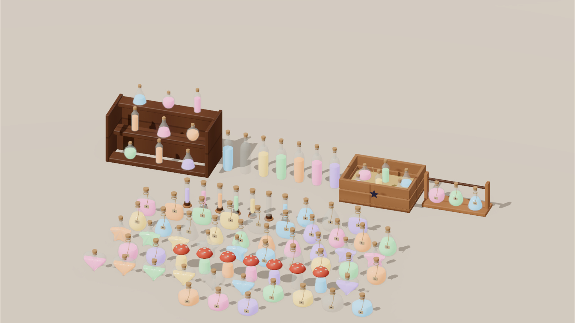 Witch Shop - Potions &amp Ingredients - 337 Low-Poly Models 3D Model