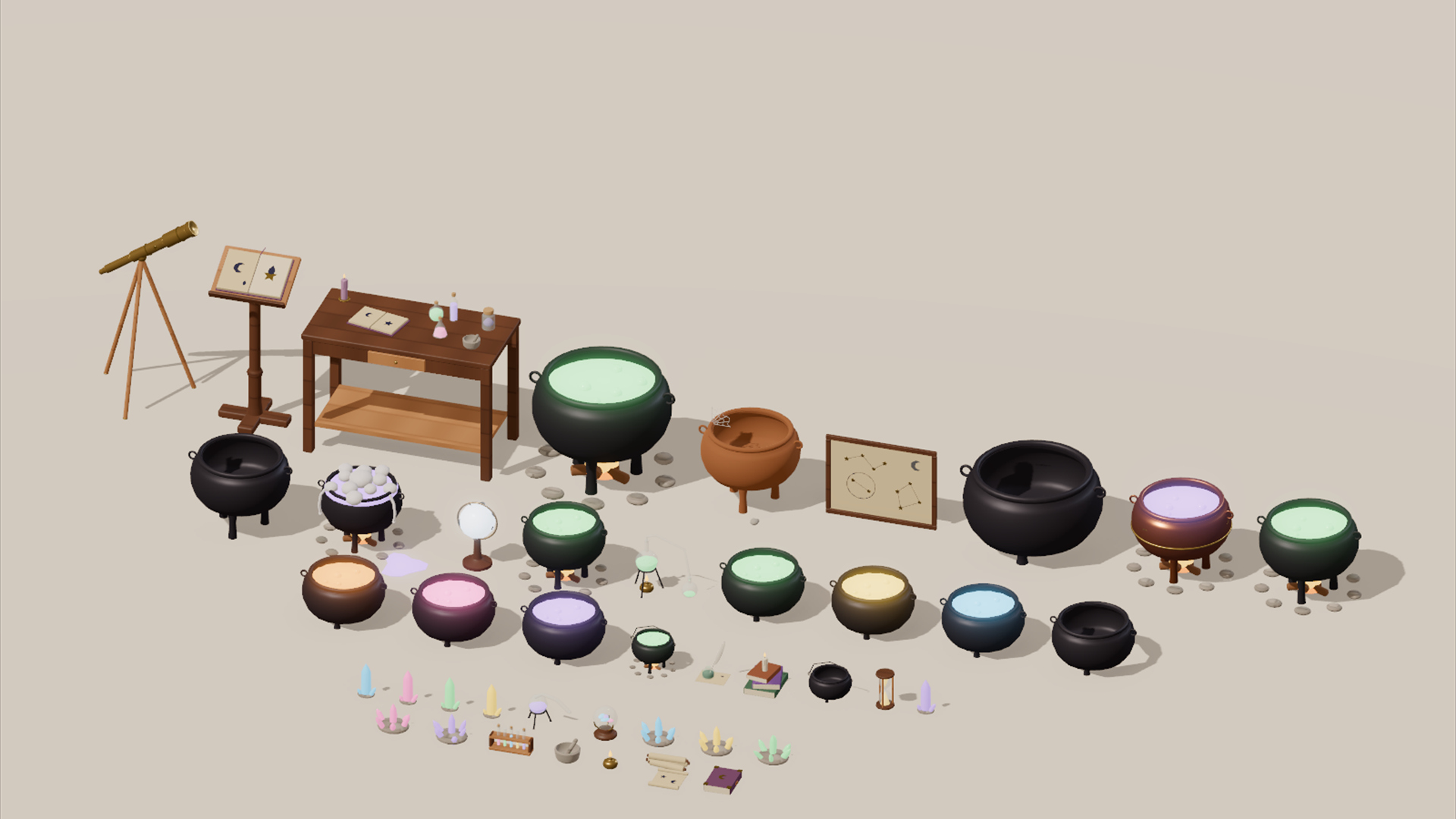 Witch Shop - Potions &amp Ingredients - 337 Low-Poly Models 3D Model