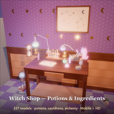 Witch Shop - Potions & Ingredients - 337 Low-Poly Models