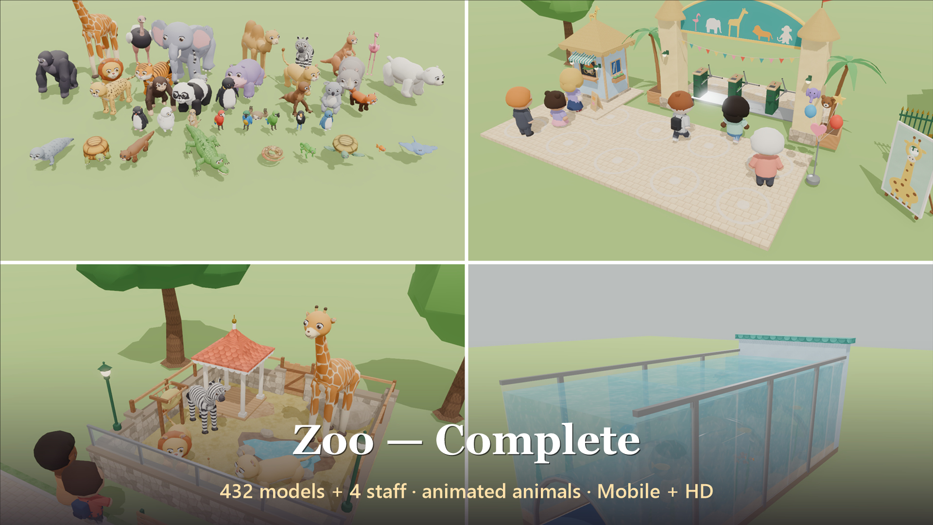 Zoo - Complete - 436 Low-Poly Models 3D Model