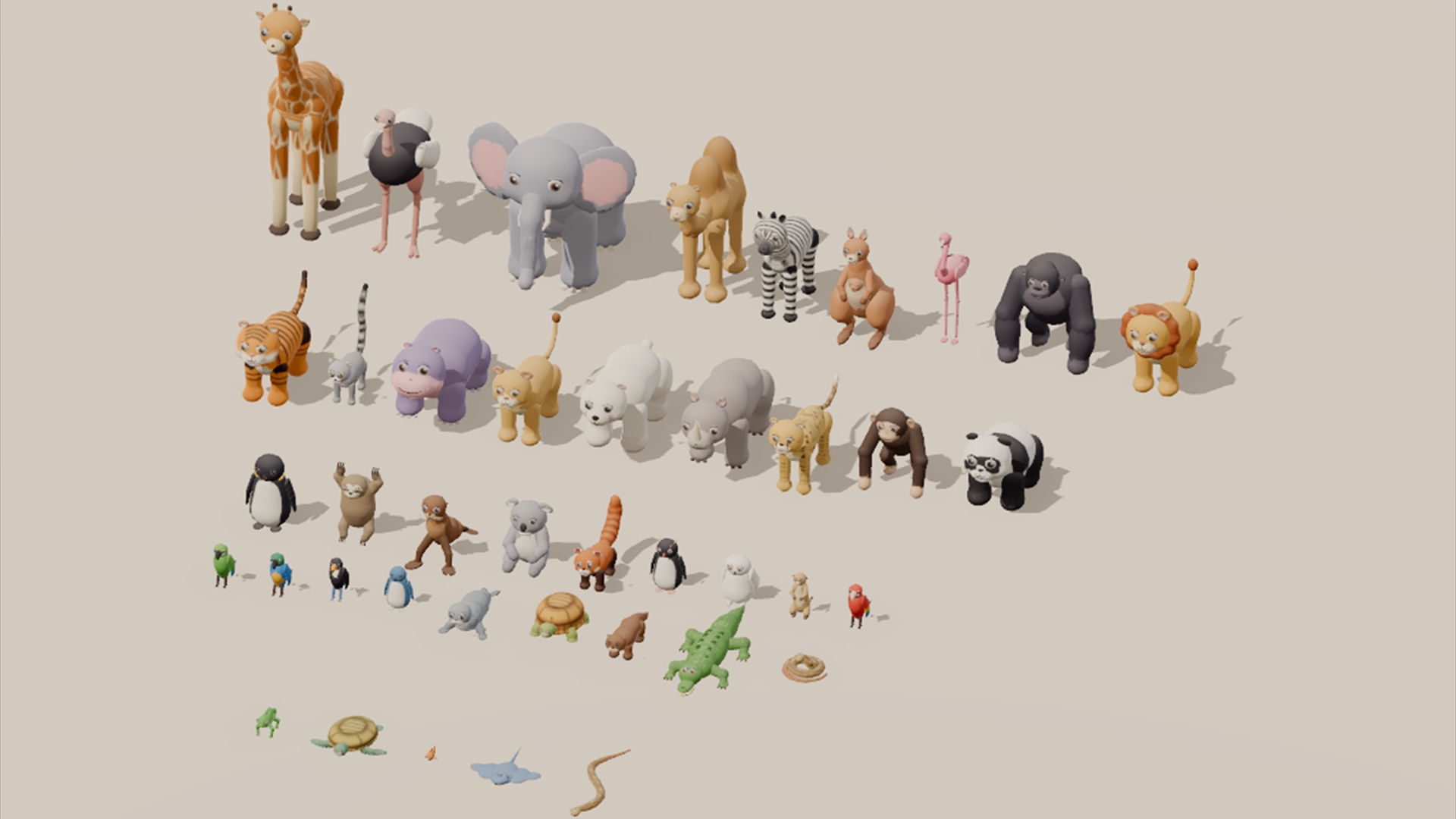 Zoo - Complete - 436 Low-Poly Models 3D Model