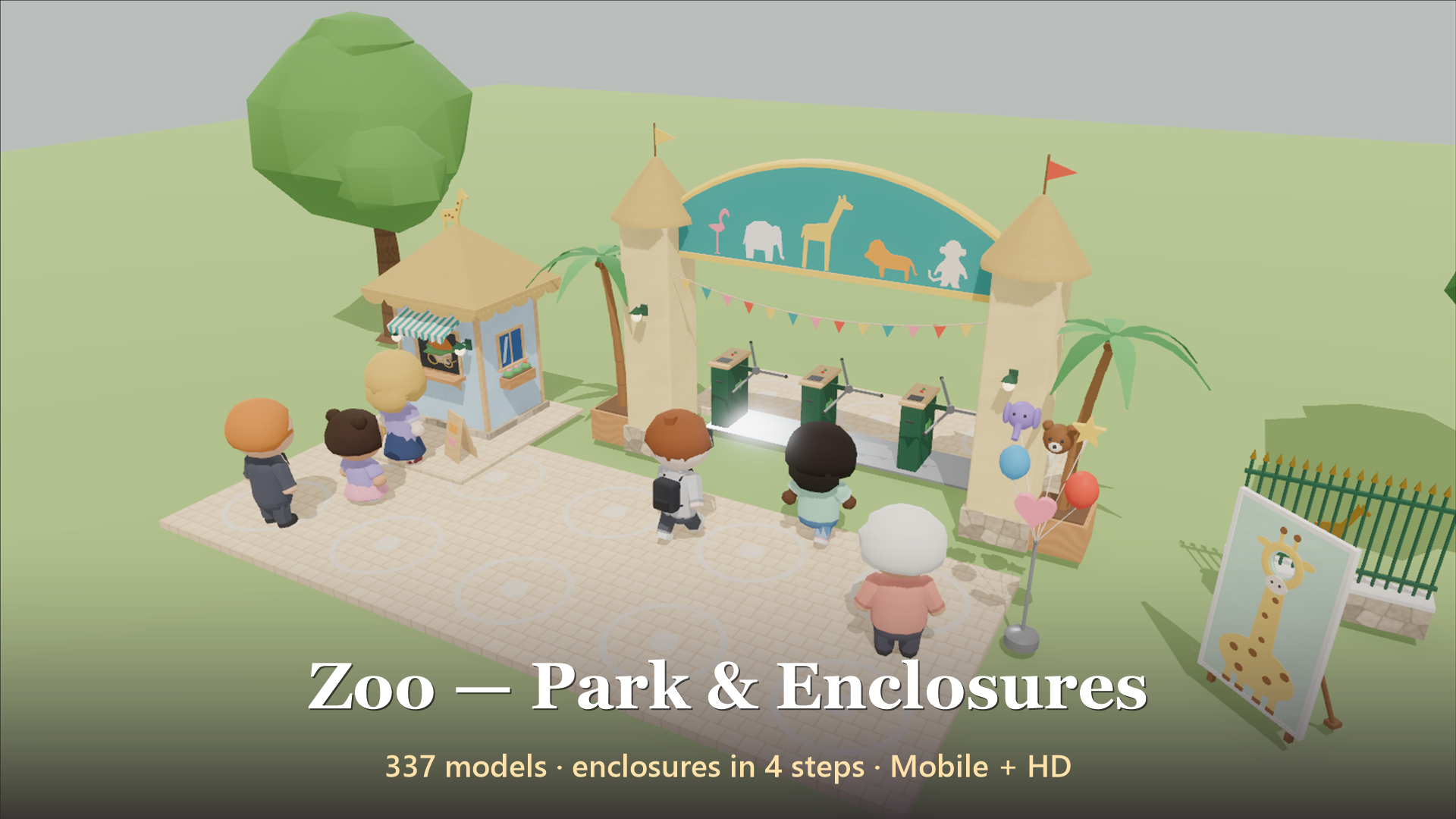 Zoo - Park & Enclosures - 337 Low-Poly Models 3D Model