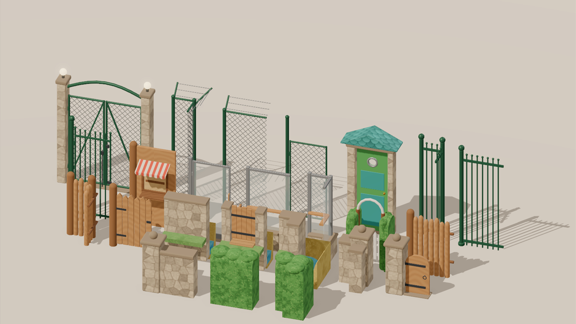 Zoo - Park &amp Enclosures - 337 Low-Poly Models 3D Model