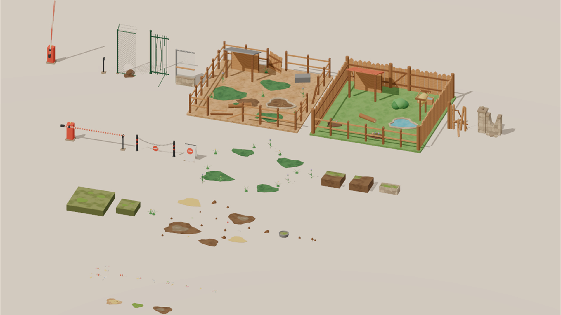 Zoo - Park & Enclosures - 337 Low-Poly Models 3D Model