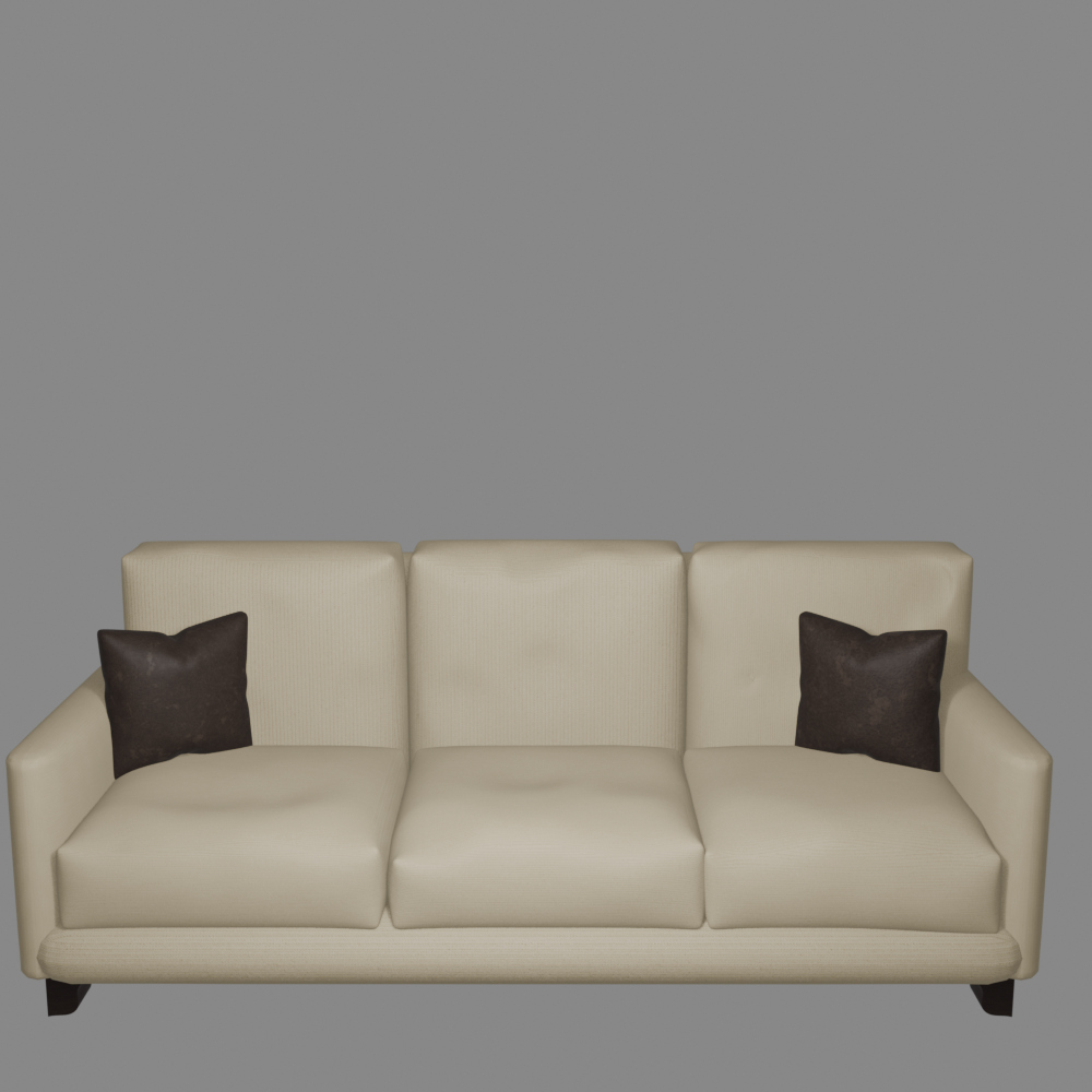 Modern Fabric Sofa Couch - Low Poly 3D Model 3D Model