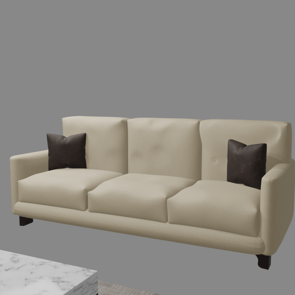 Modern Living Room Interior Scene with Oak TV Unit 3D Model