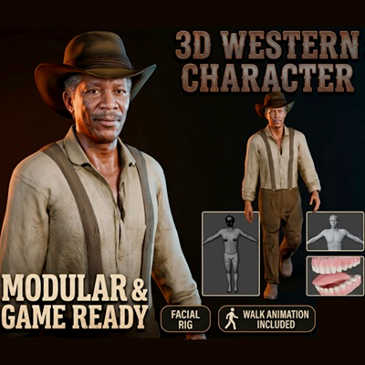 Rigged and Animated Realistic Western Man Low-Poly 3D Model