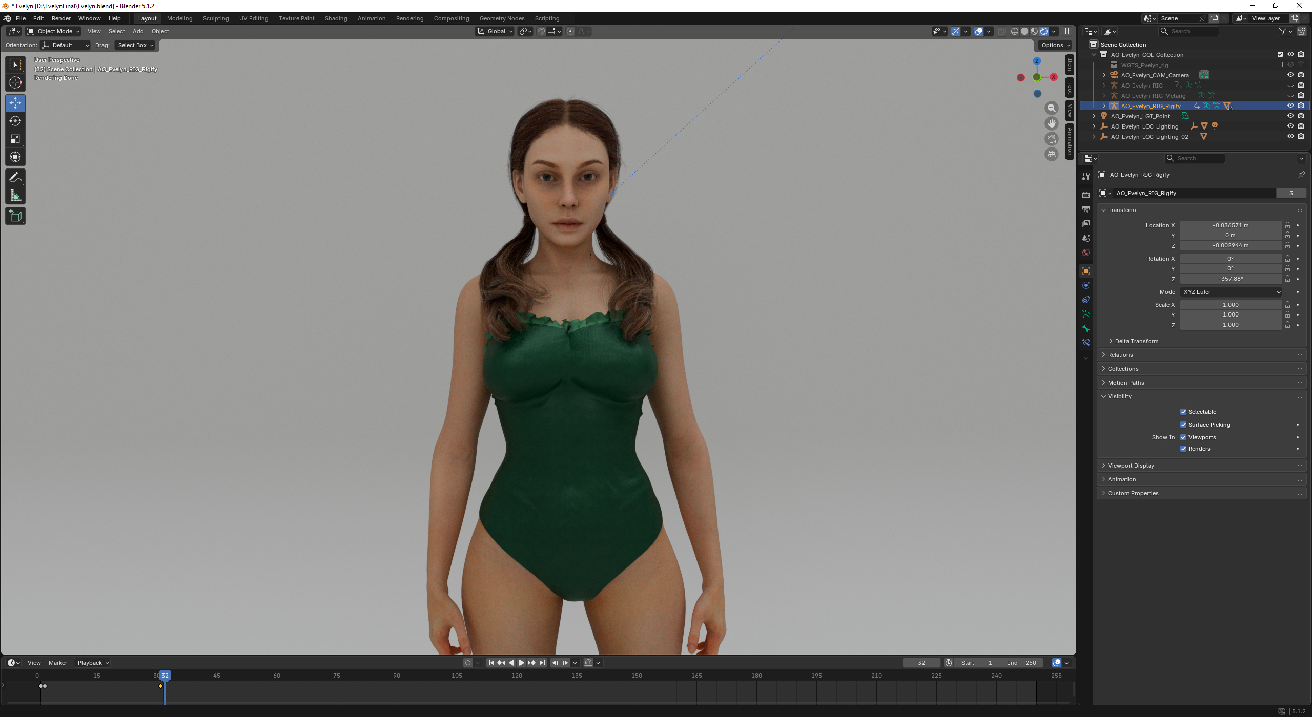 Evelyn - Realistic Rigged Female Character 4K 3D Model