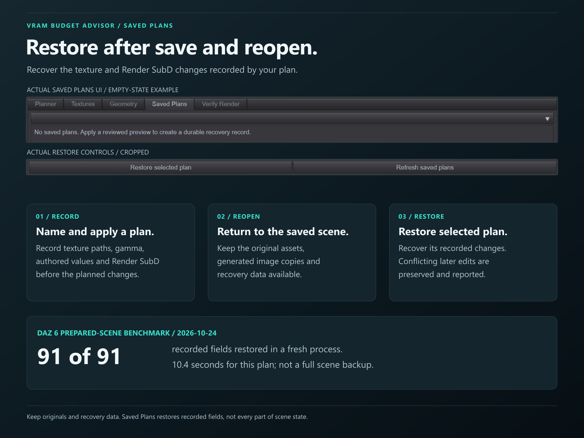 VRAM Budget Advisor for Daz Studio - Budget Planner and Rest Daz Content