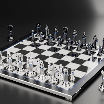 Luxury Art Deco Chess Set Modular Board - Haute Joaillerie 3D Model