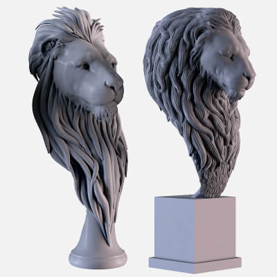 Lion Bust Sculpture