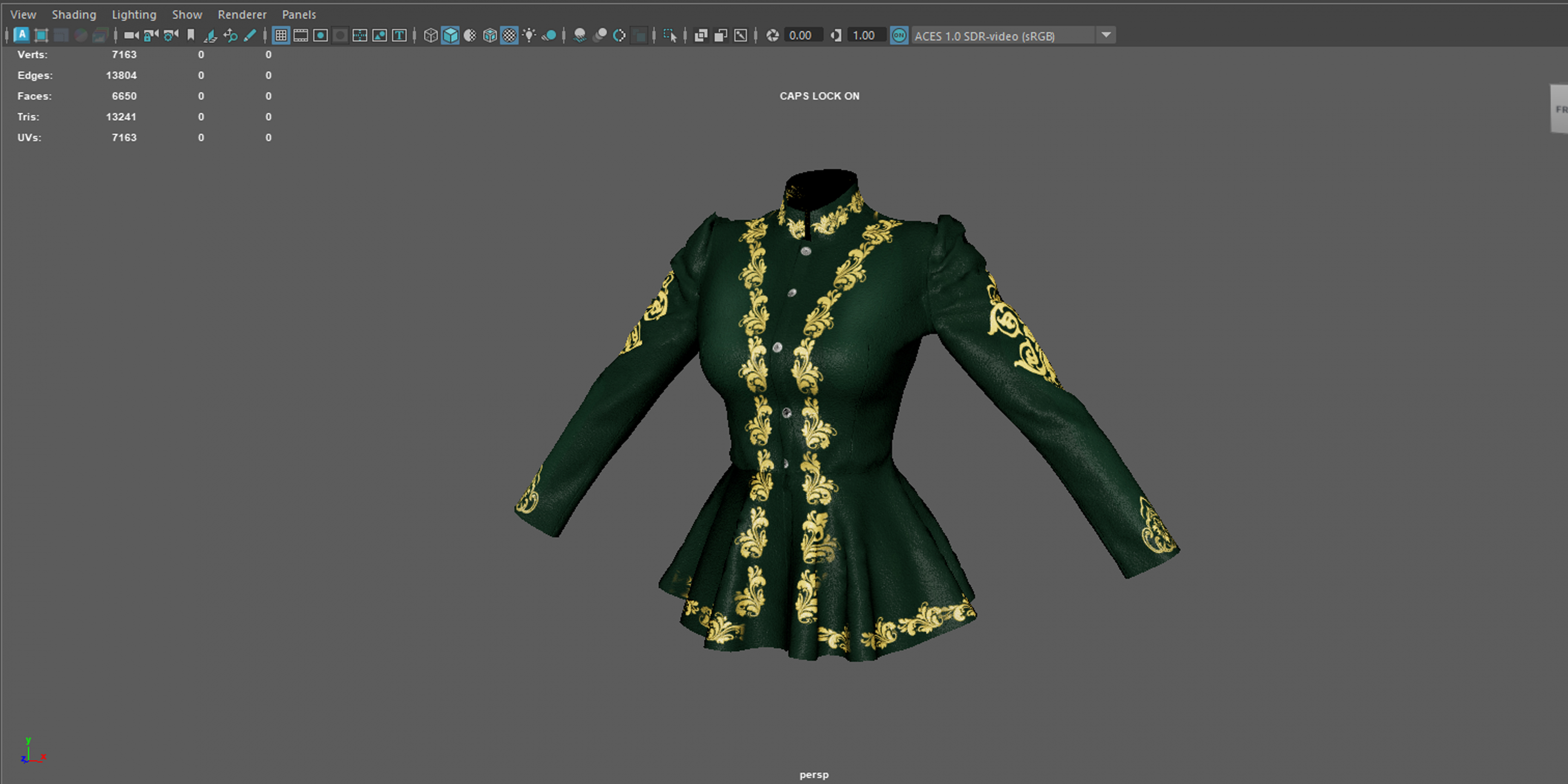 Baroque Velvet Peplum Coat 3D Model