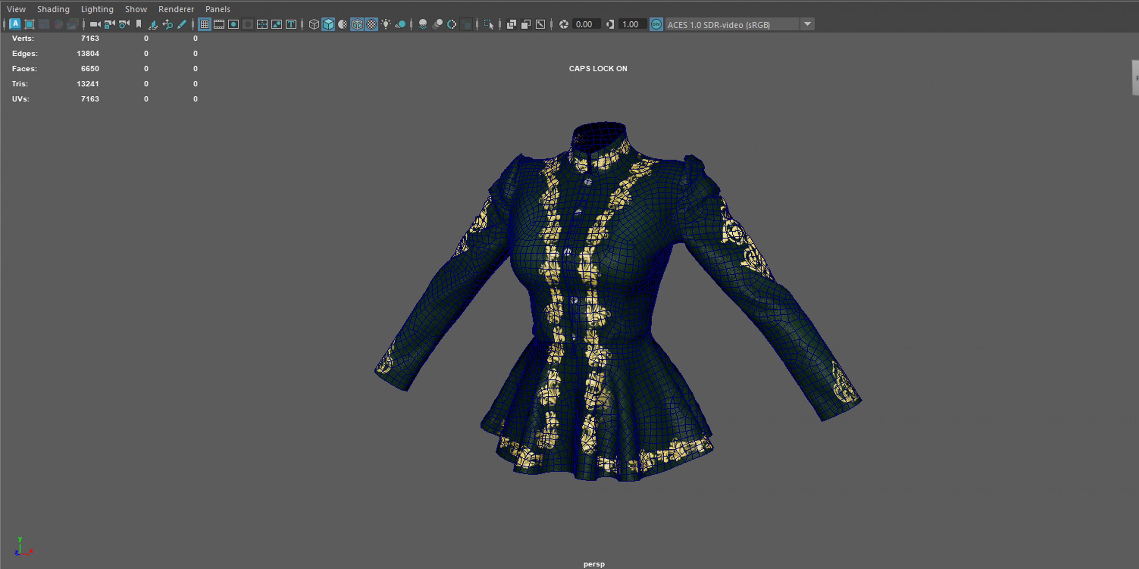 Baroque Velvet Peplum Coat 3D Model