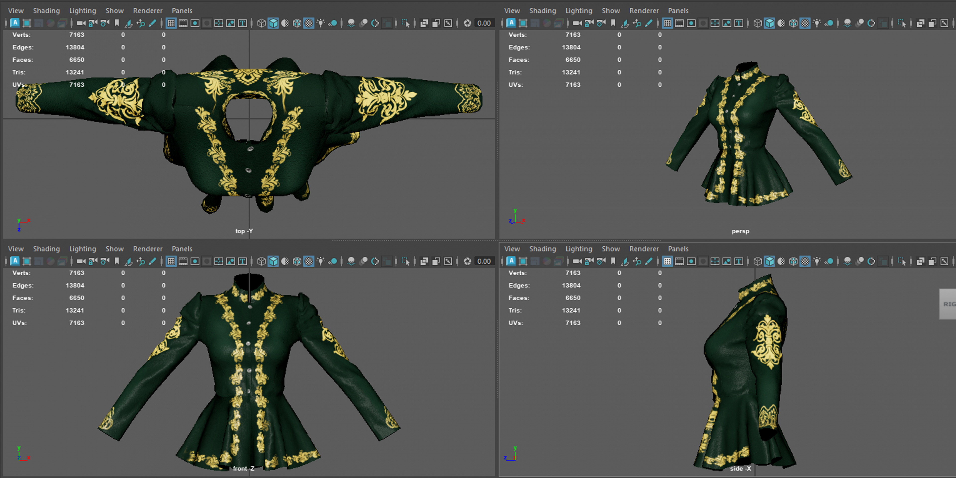 Baroque Velvet Peplum Coat 3D Model