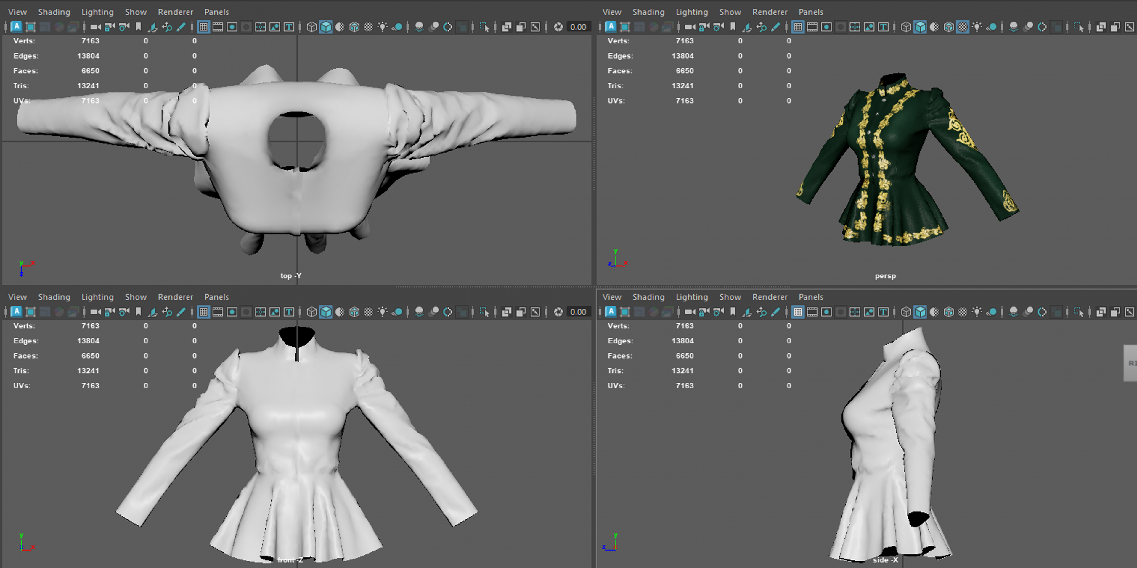 Baroque Velvet Peplum Coat 3D Model