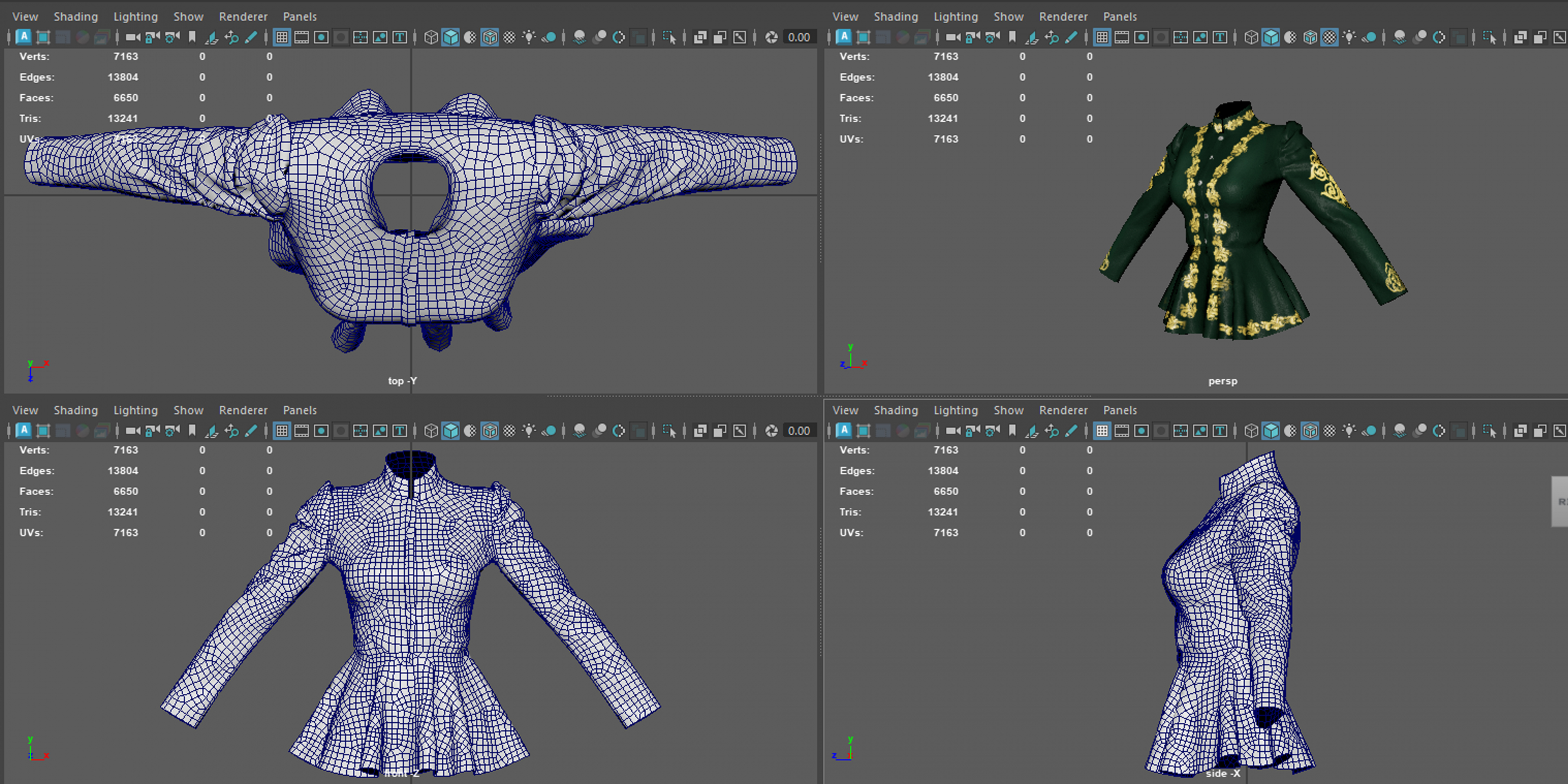 Baroque Velvet Peplum Coat 3D Model