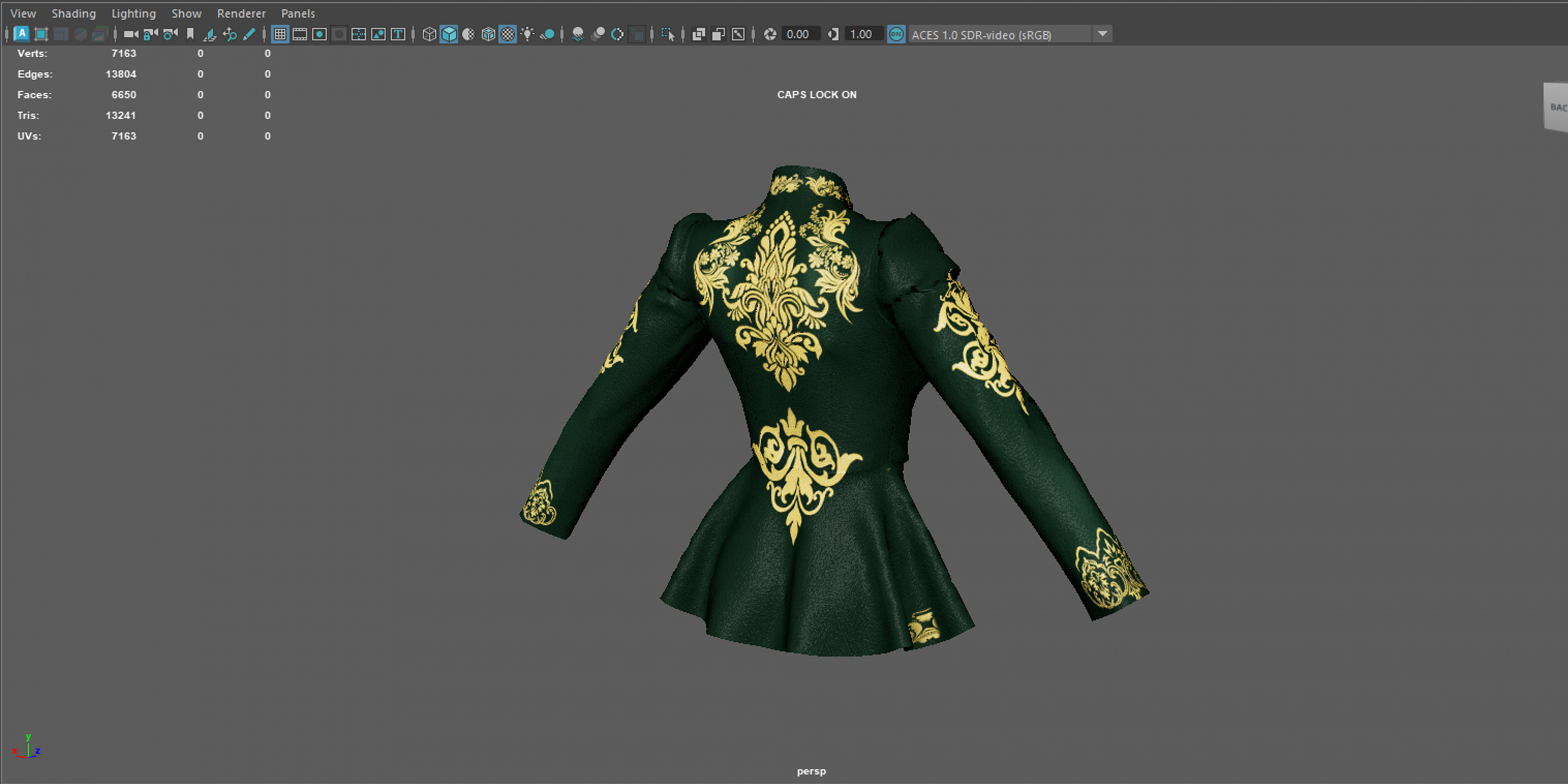 Baroque Velvet Peplum Coat 3D Model
