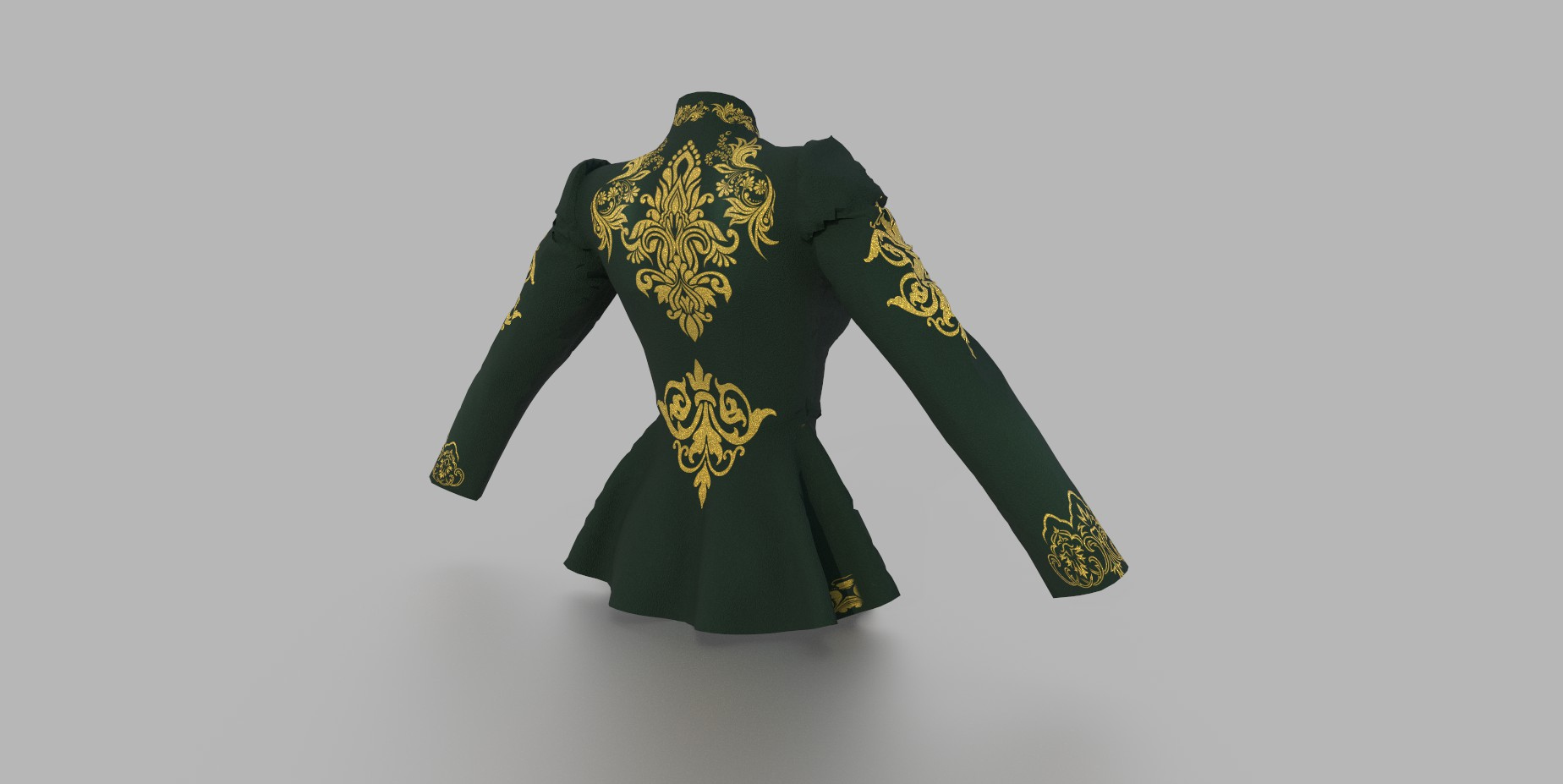 Baroque Velvet Peplum Coat 3D Model