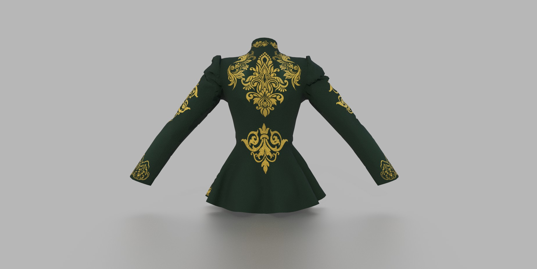 Baroque Velvet Peplum Coat 3D Model