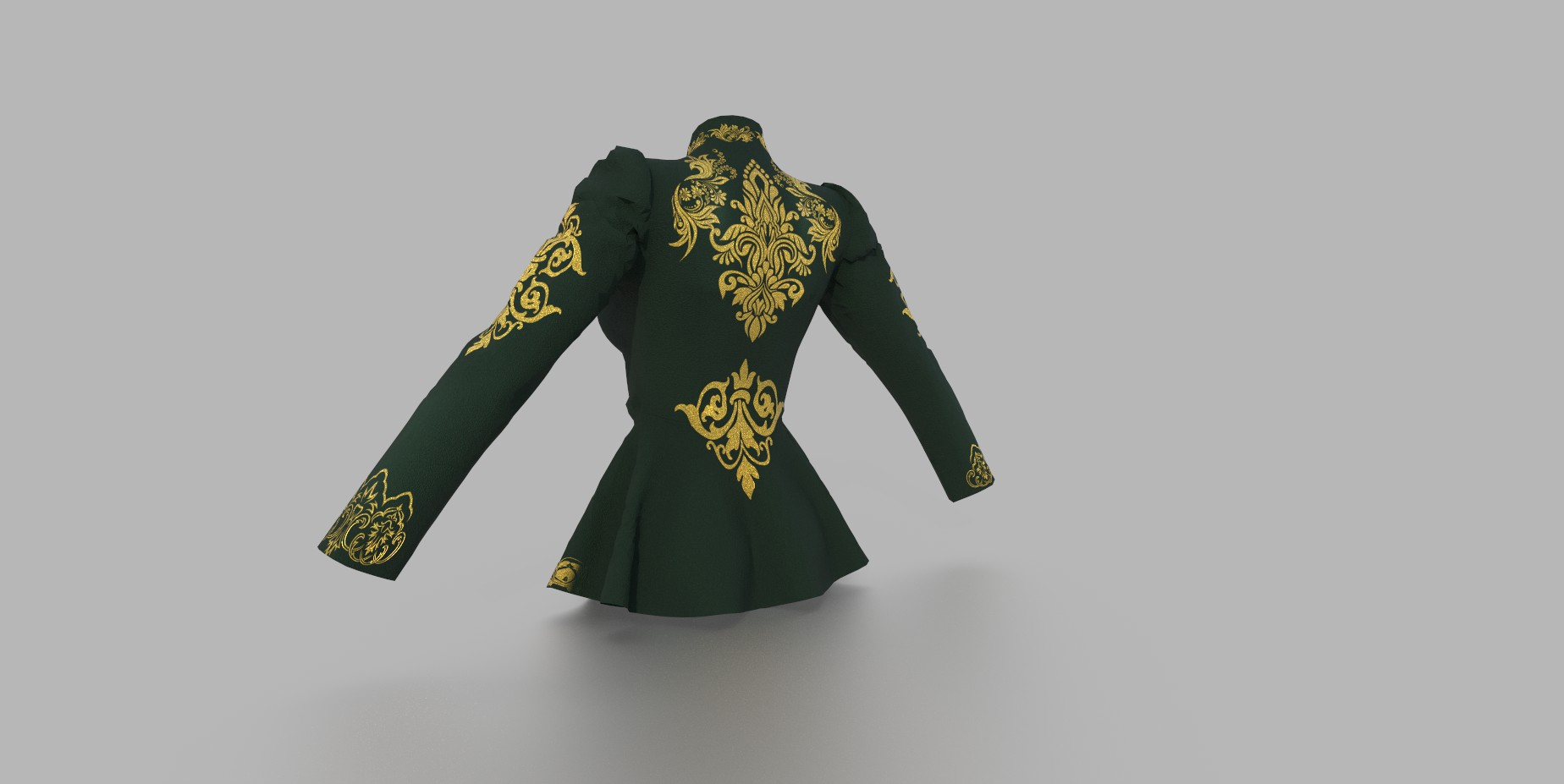 Baroque Velvet Peplum Coat 3D Model