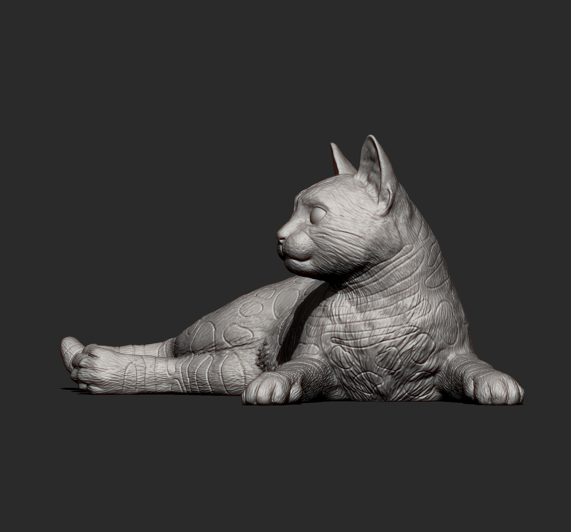 Bengal Cat Lying Down Realistic Cat 3D Print Model 3D Model