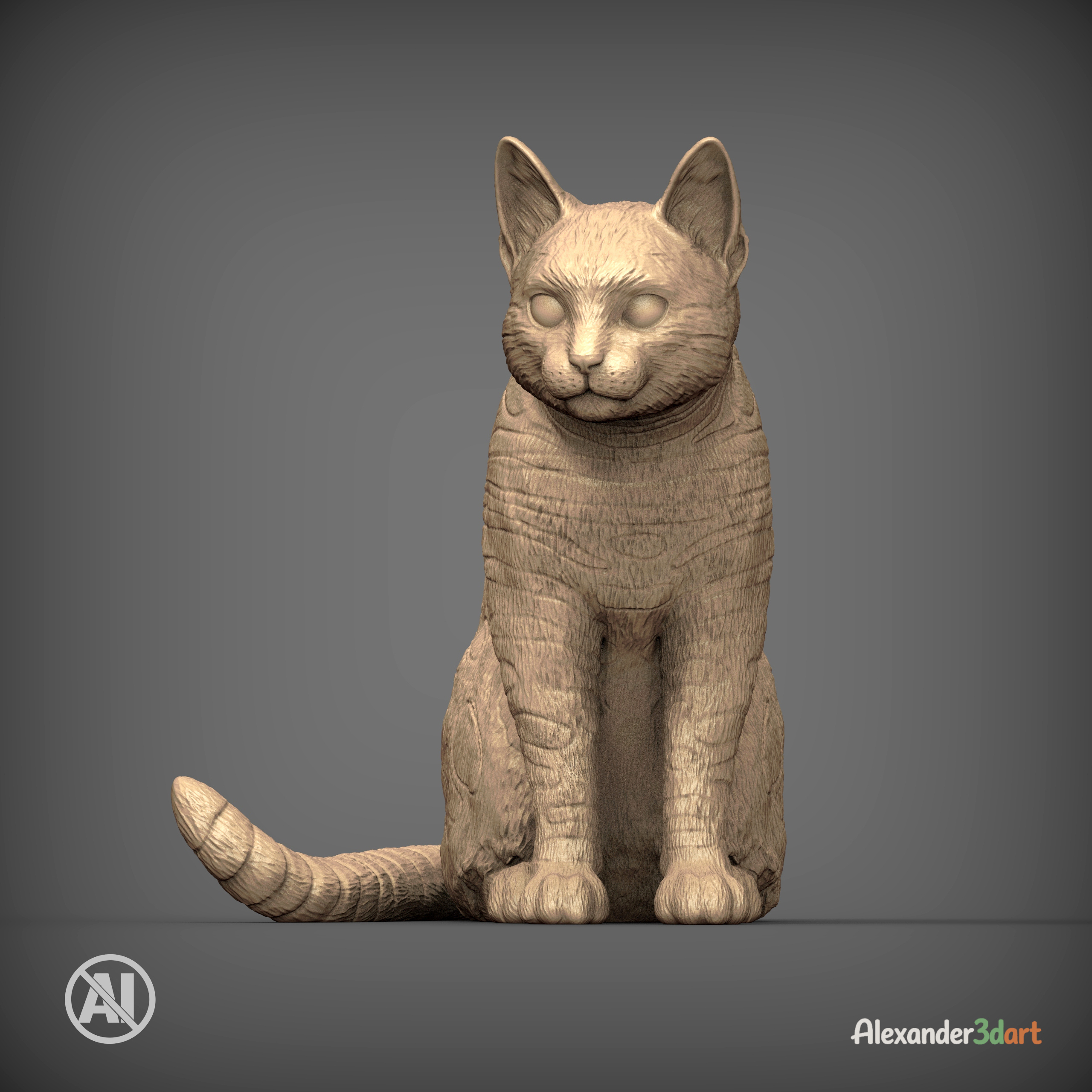 Bengal Cat Sitting &ndash Realistic Cat 3D Print Model STL 3D Model