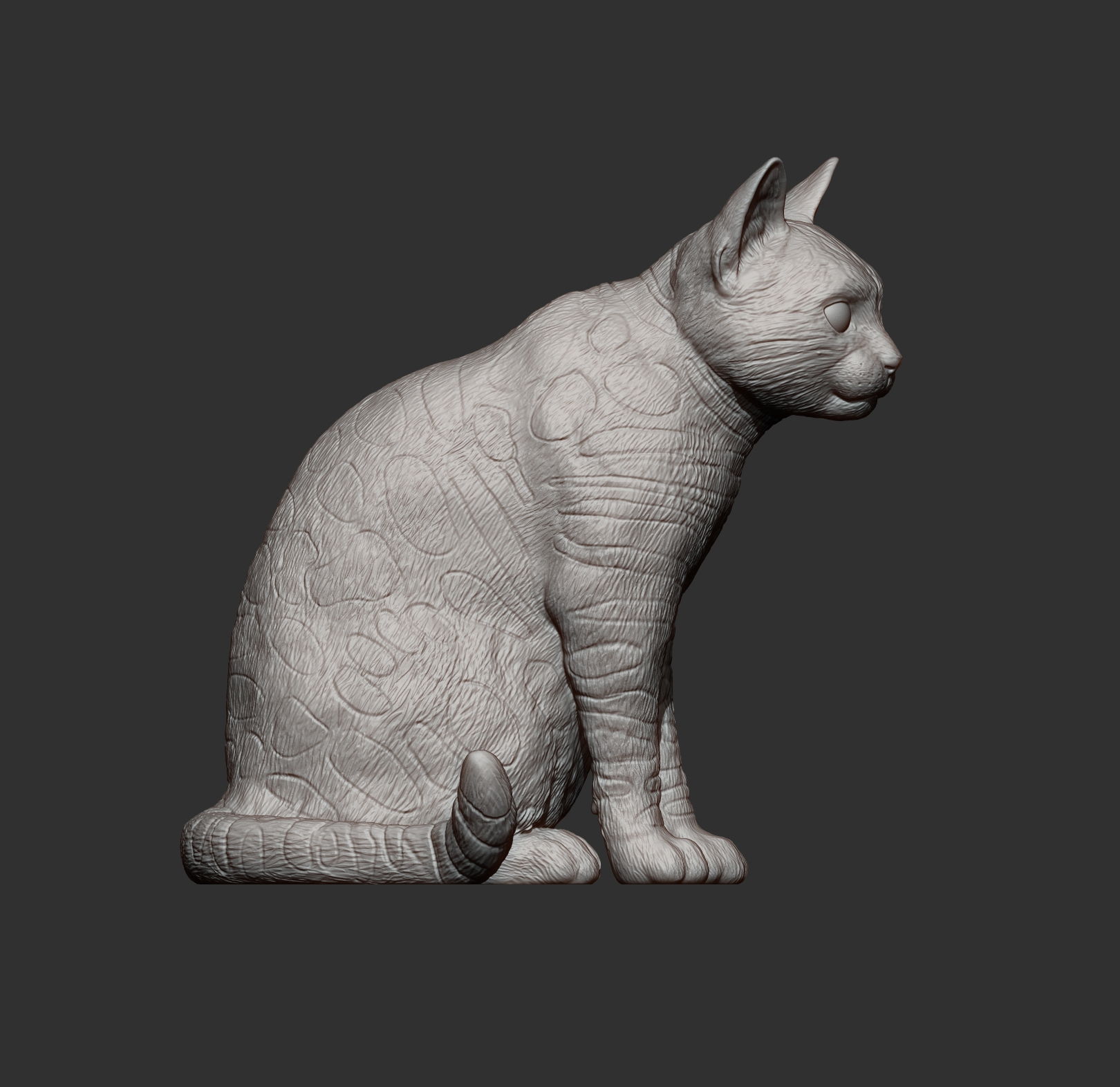 Bengal Cat Sitting &ndash Realistic Cat 3D Print Model STL 3D Model