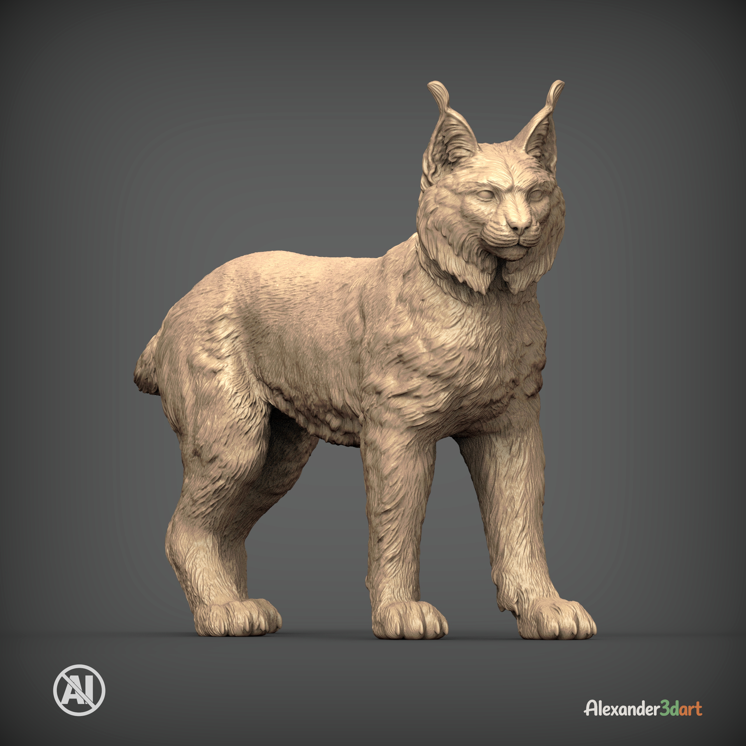 Eurasian Lynx 3D Print Model &ndash Realistic Wild Cat STL 3D Model