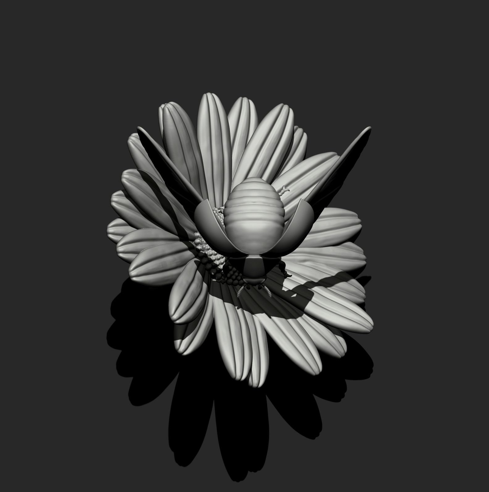 Flying Ladybug on a Daisy 3D Print Model STL 3D Model