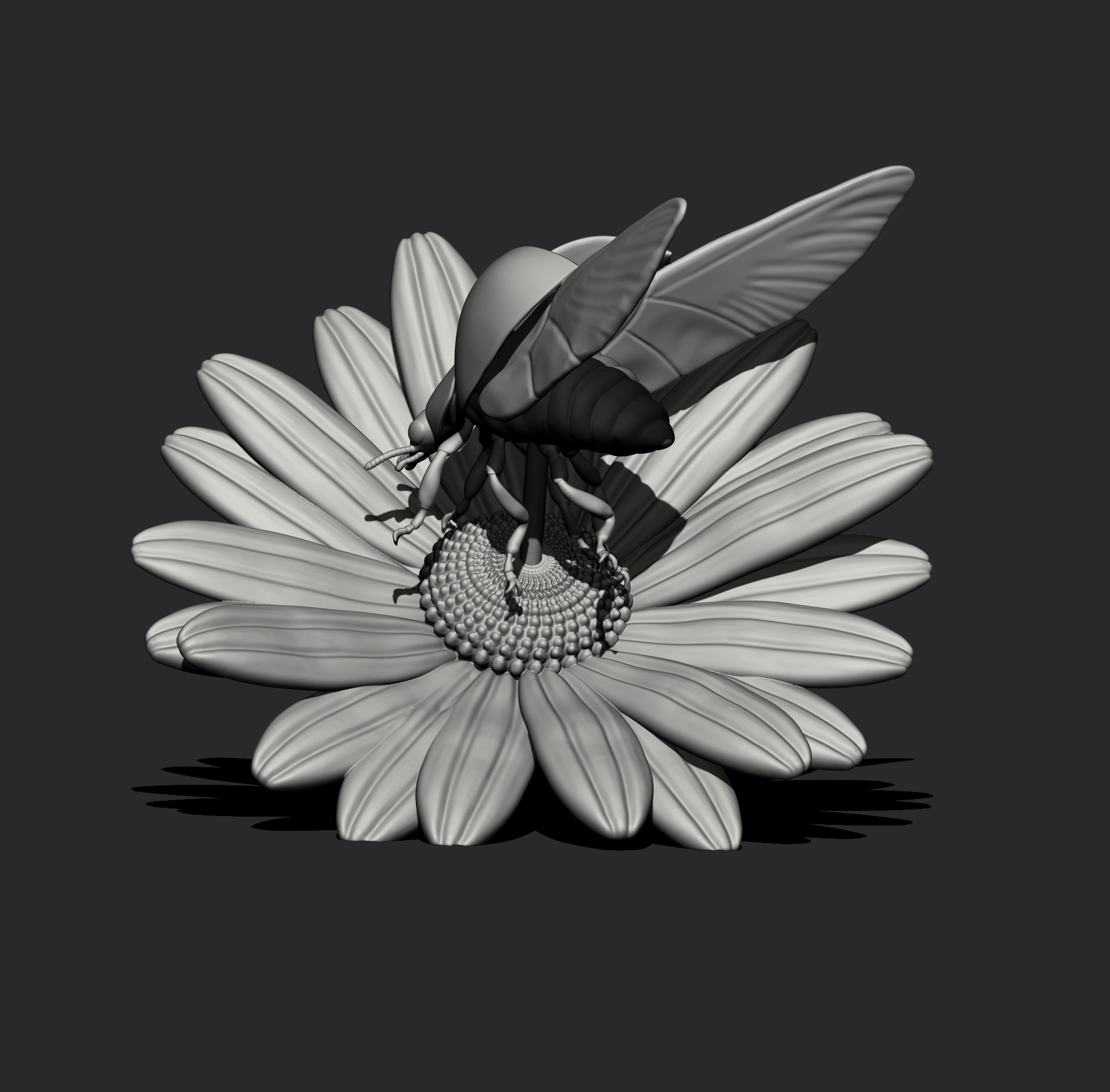 Flying Ladybug on a Daisy 3D Print Model STL 3D Model