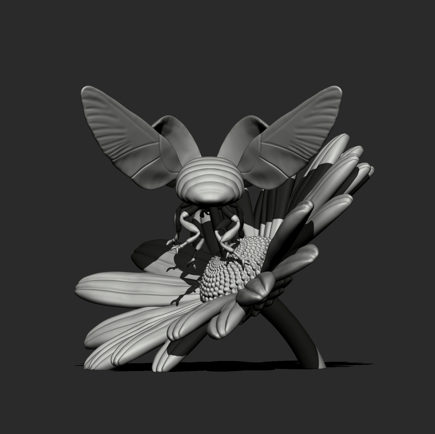 Flying Ladybug on a Daisy 3D Print Model STL 3D Model
