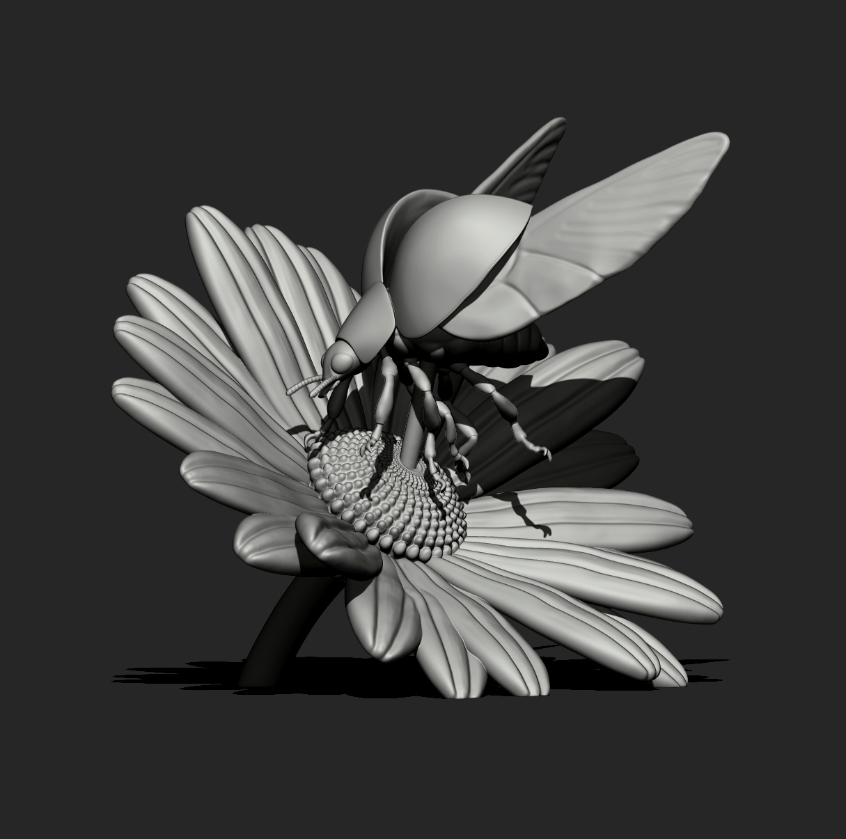 Flying Ladybug on a Daisy 3D Print Model STL 3D Model