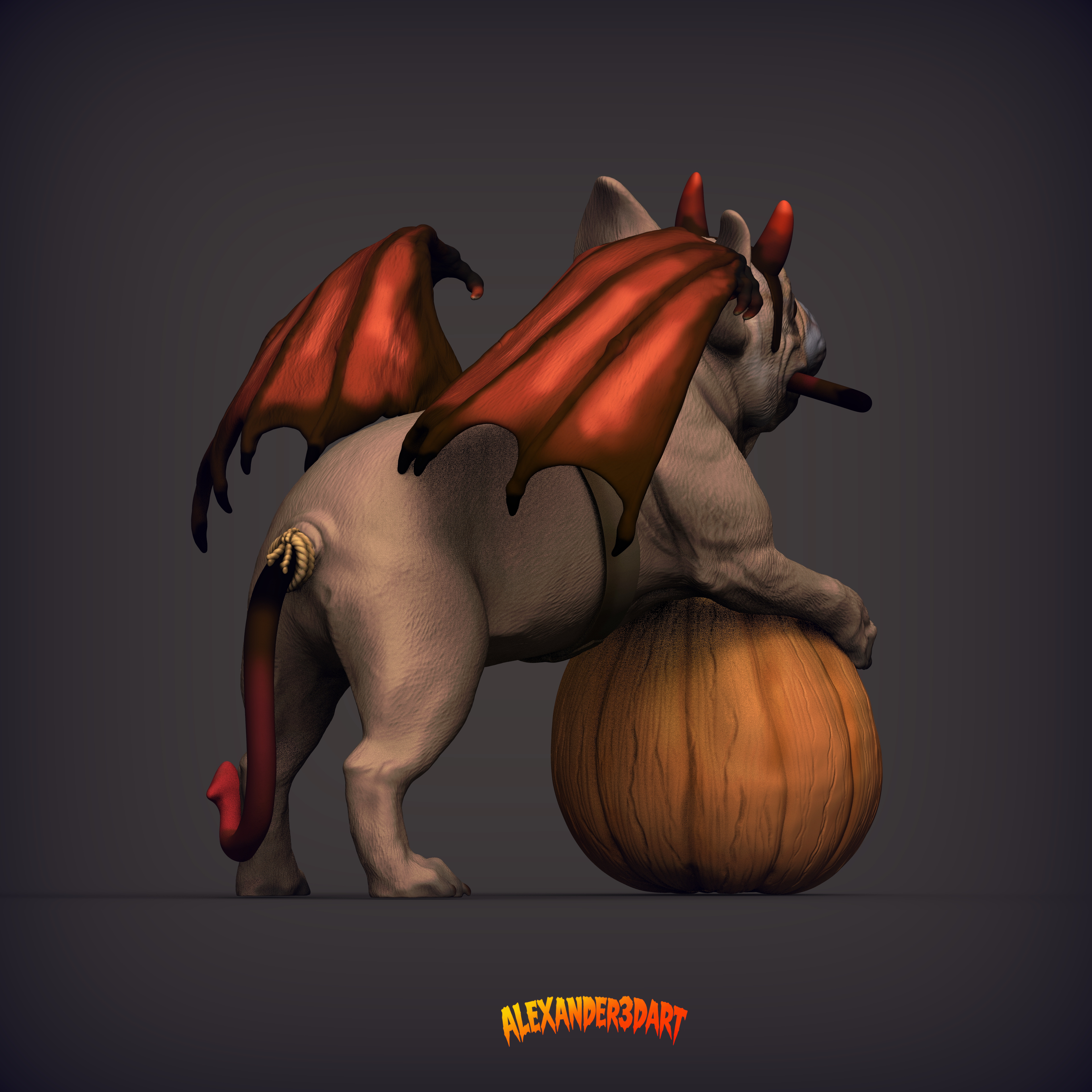 French Bulldog in a Little Devil Costume &ndash Halloween 3 3D Model