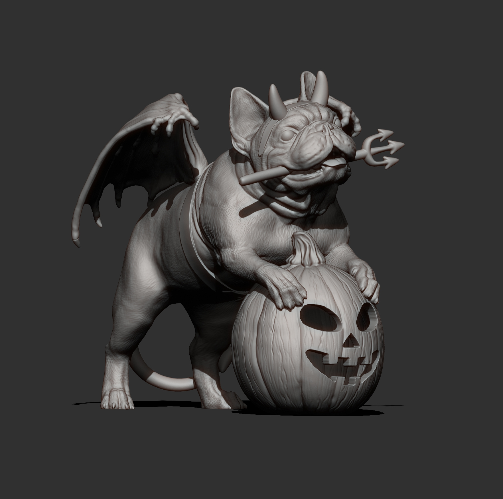 French Bulldog in a Little Devil Costume &ndash Halloween 3 3D Model