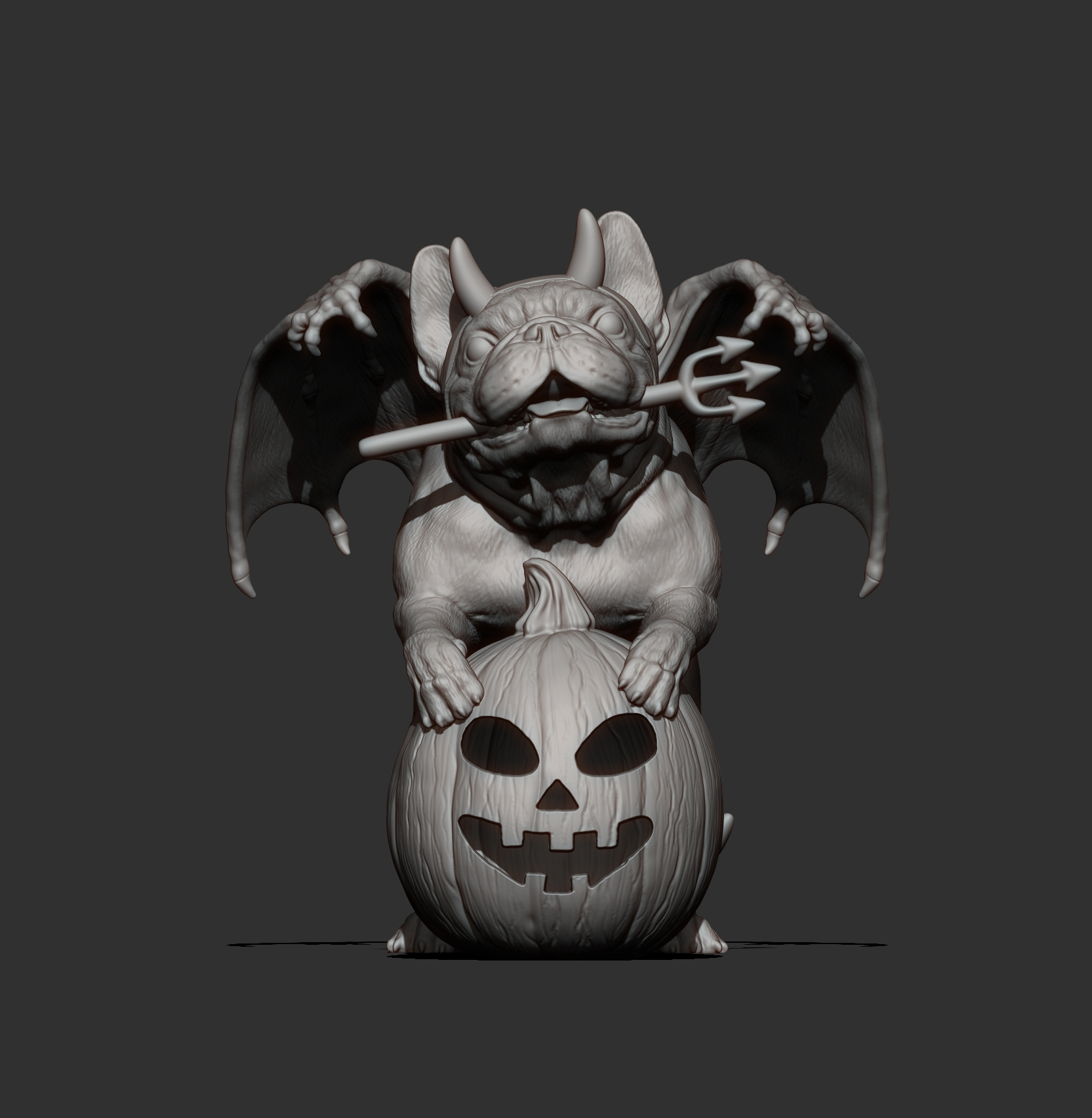 French Bulldog in a Little Devil Costume &ndash Halloween 3 3D Model