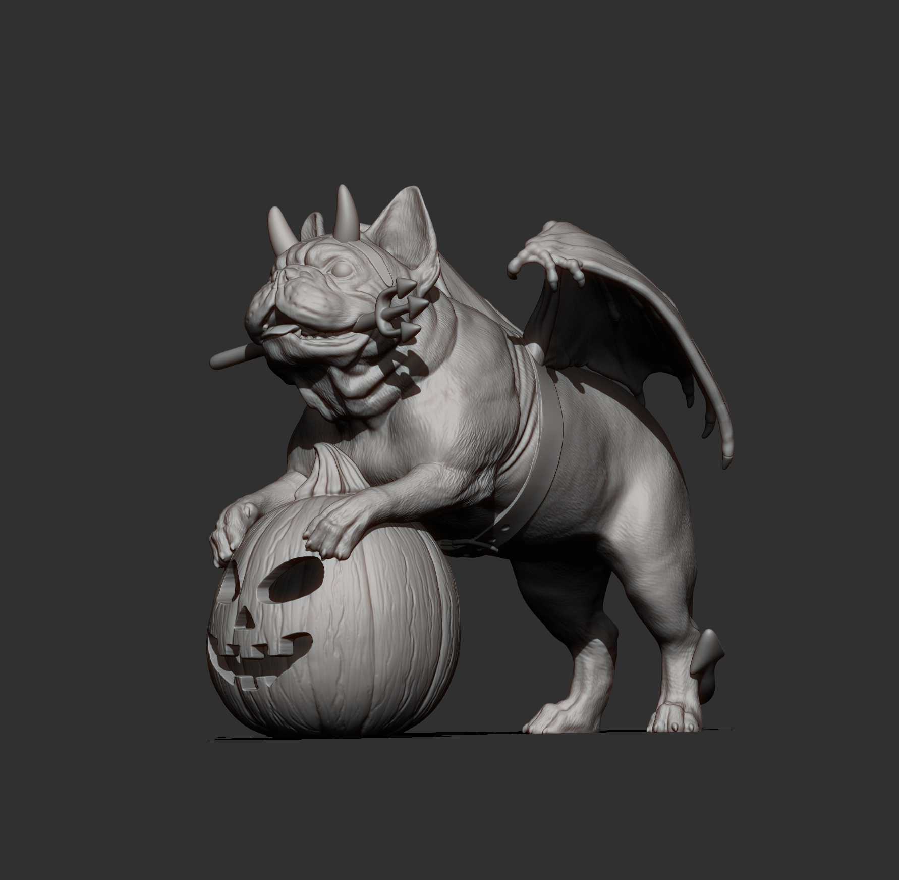French Bulldog in a Little Devil Costume &ndash Halloween 3 3D Model