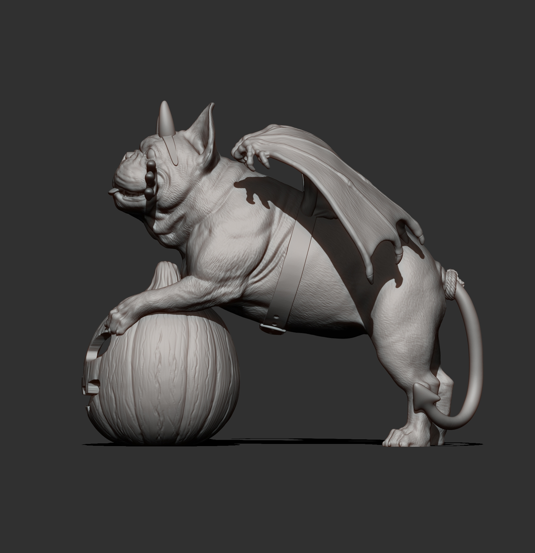 French Bulldog in a Little Devil Costume &ndash Halloween 3 3D Model