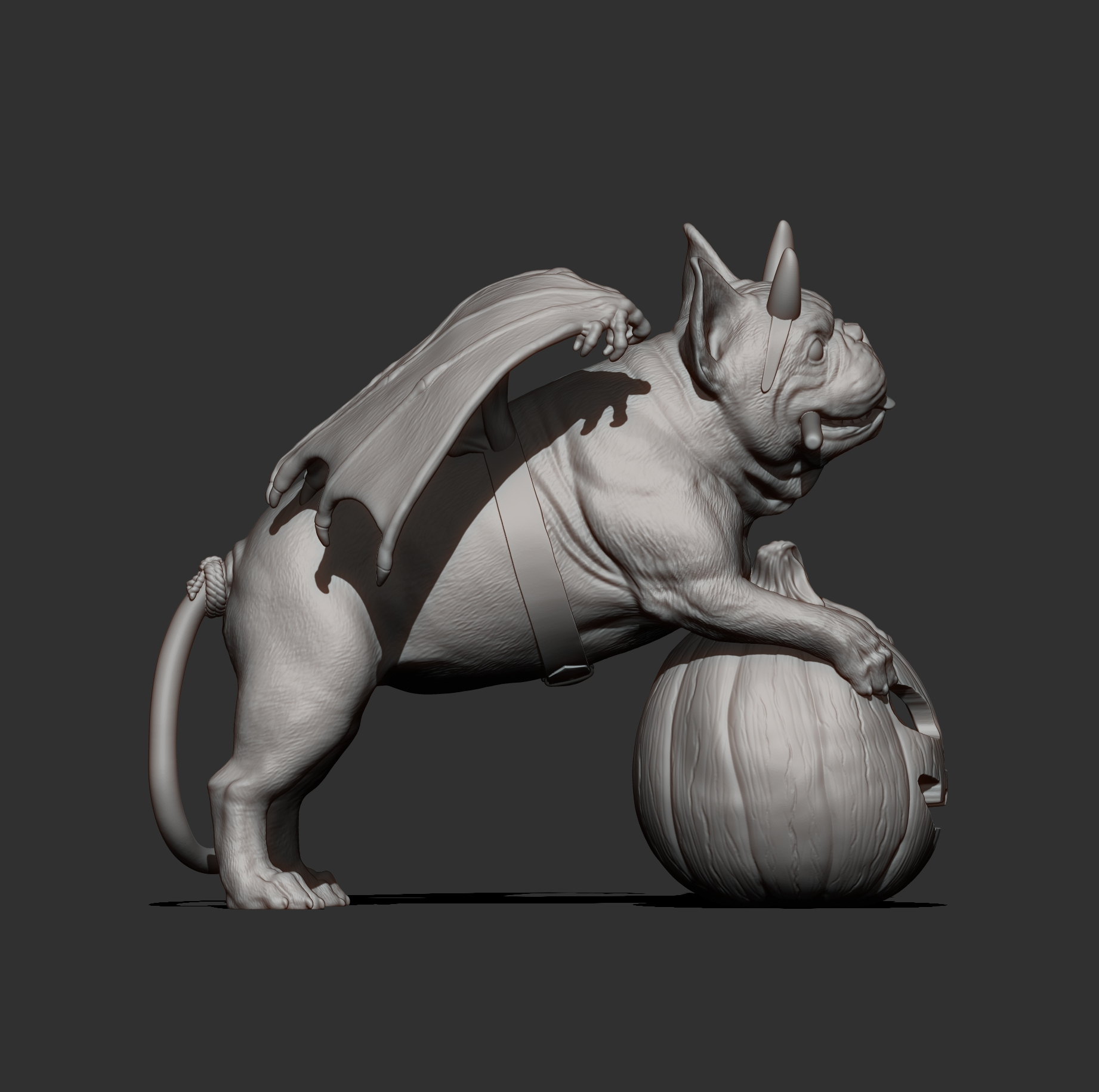 French Bulldog in a Little Devil Costume &ndash Halloween 3 3D Model