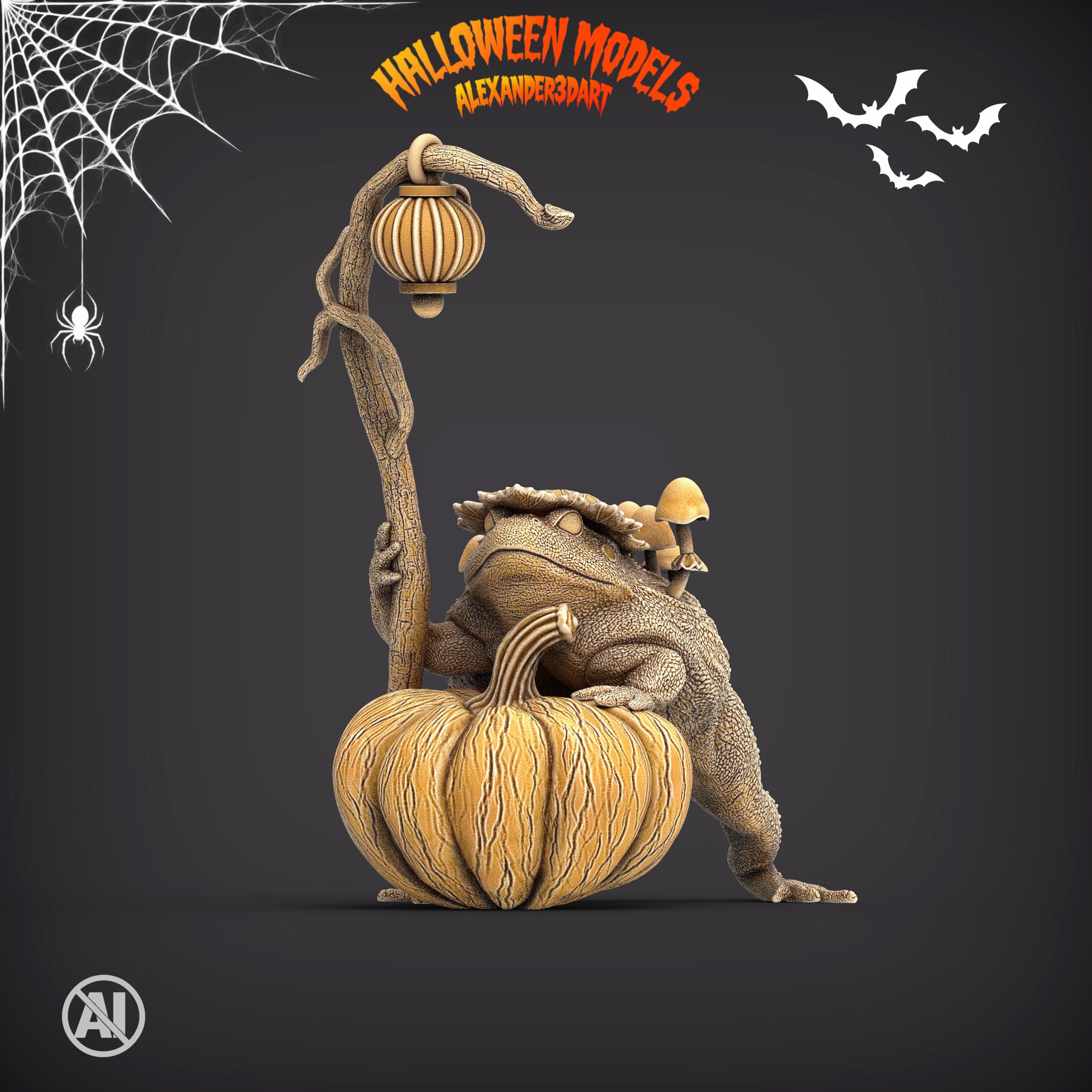 Frog Swamp Witch Halloween Fantasy Creature 3D Print Model 3D Model