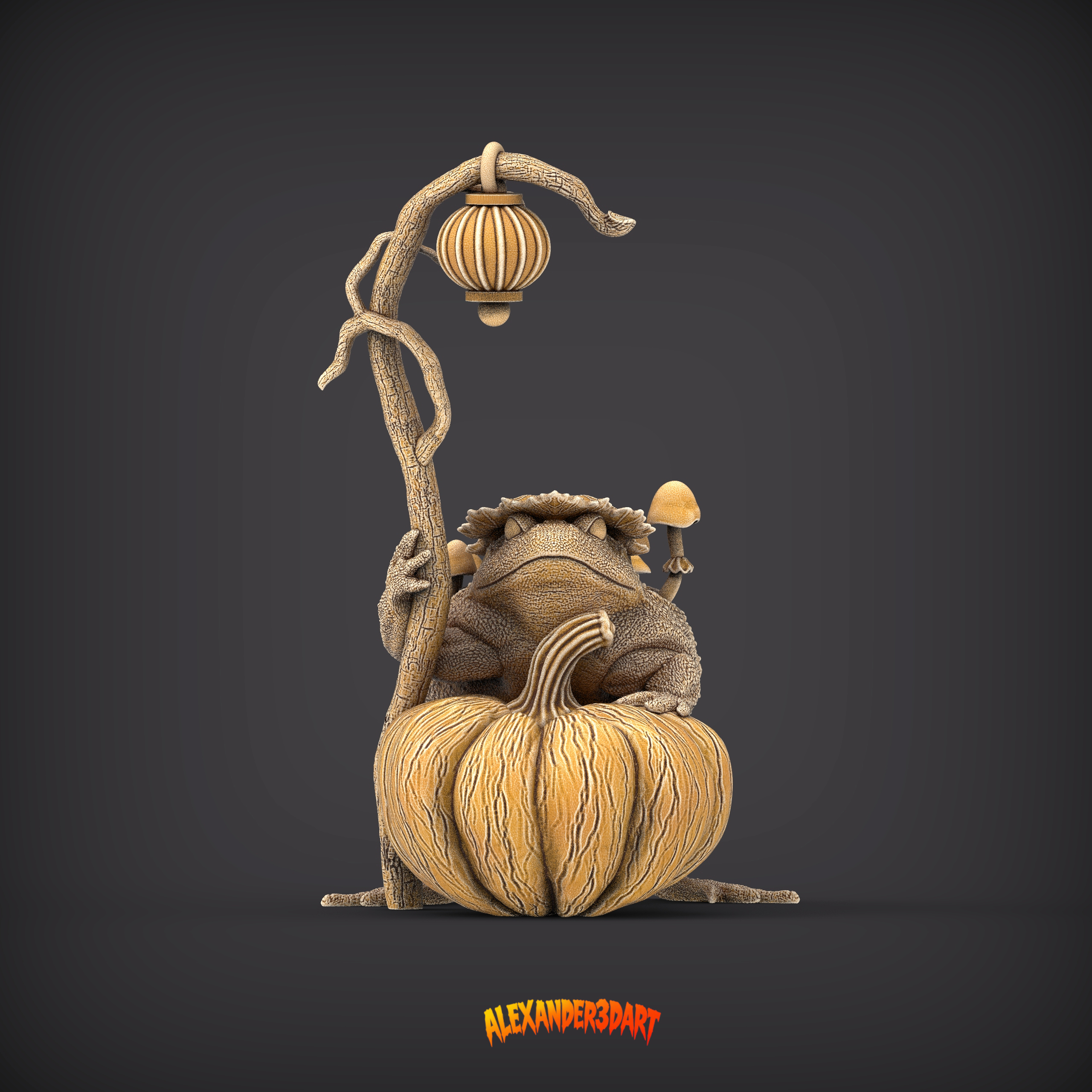 Frog Swamp Witch Halloween Fantasy Creature 3D Print Model 3D Model