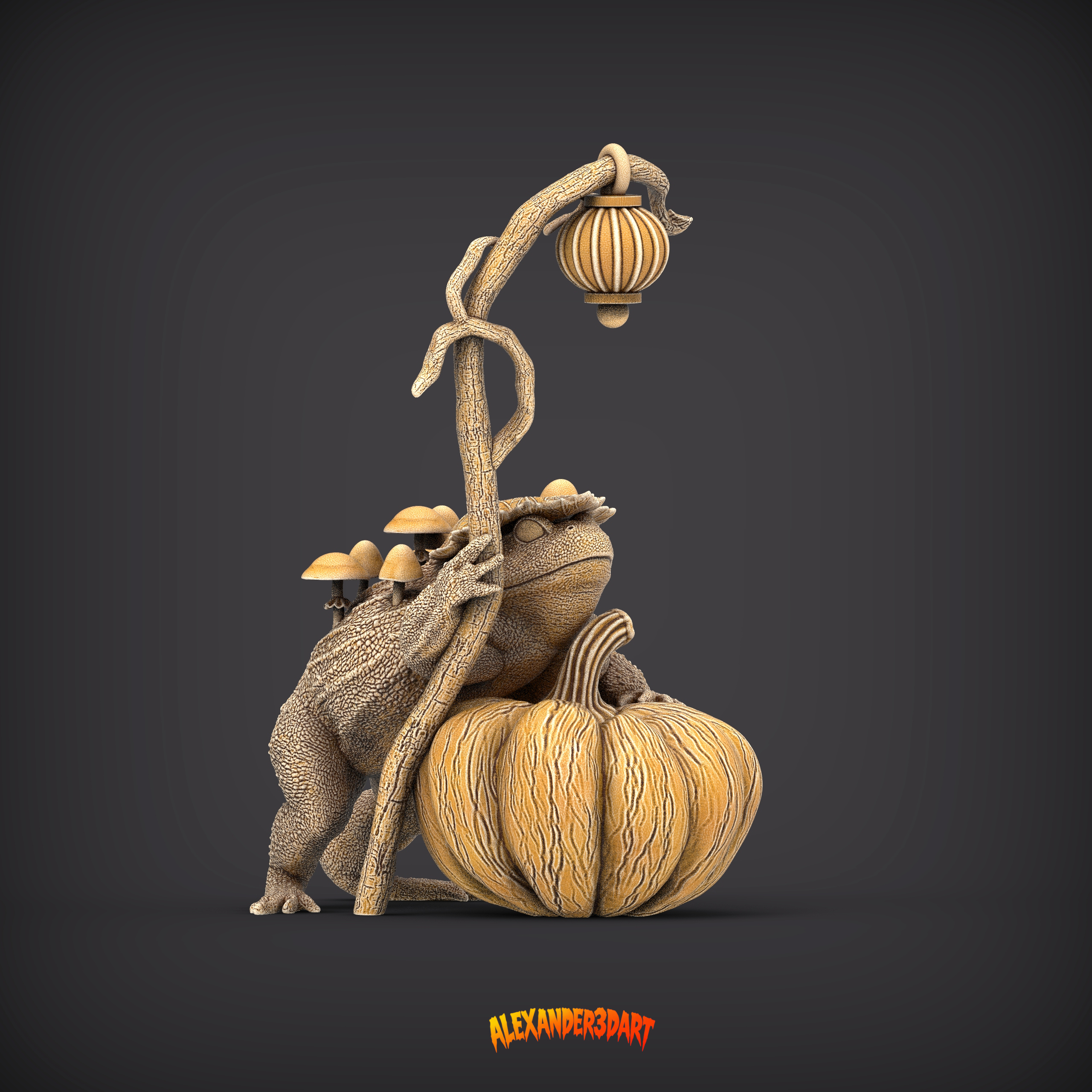 Frog Swamp Witch Halloween Fantasy Creature 3D Print Model 3D Model