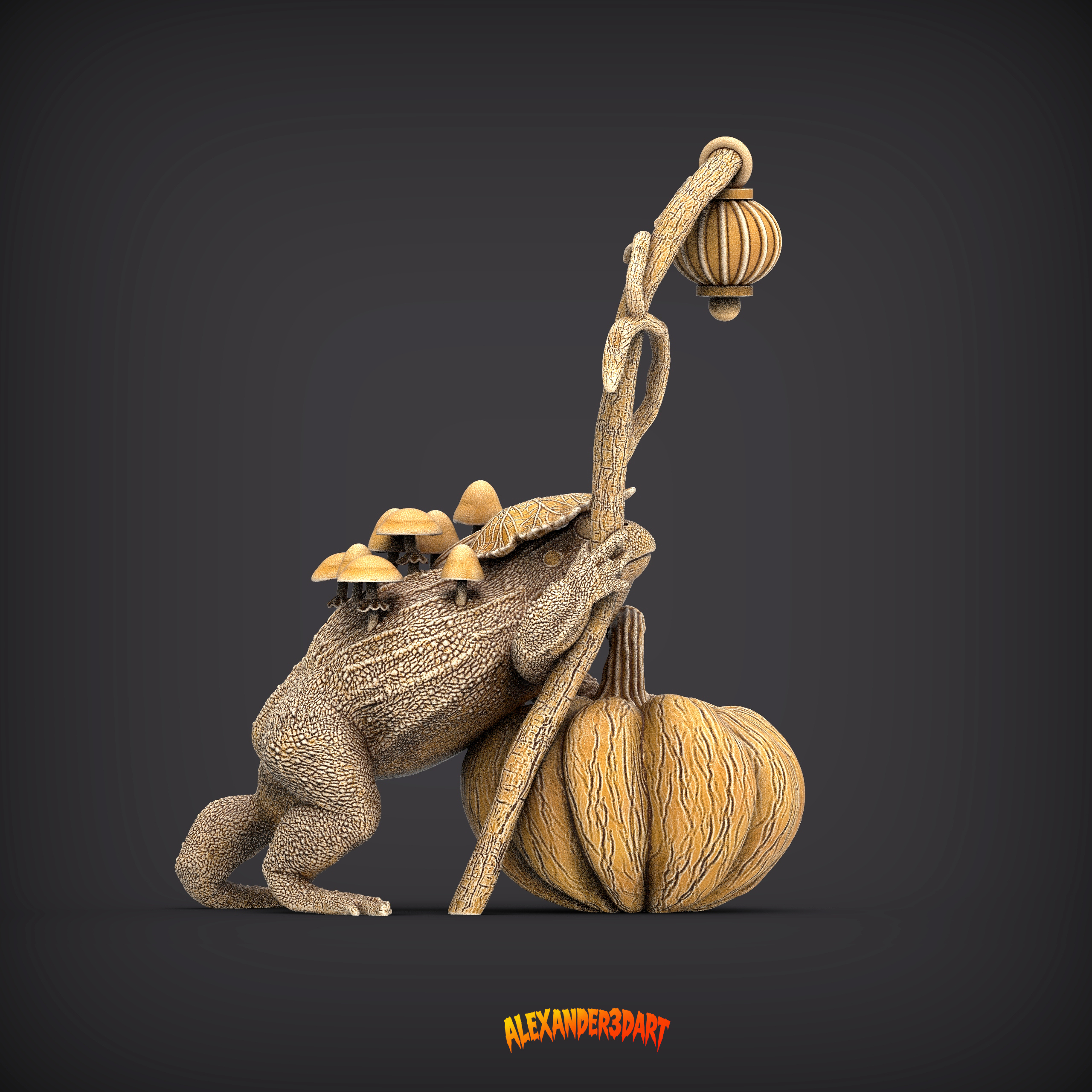 Frog Swamp Witch Halloween Fantasy Creature 3D Print Model 3D Model