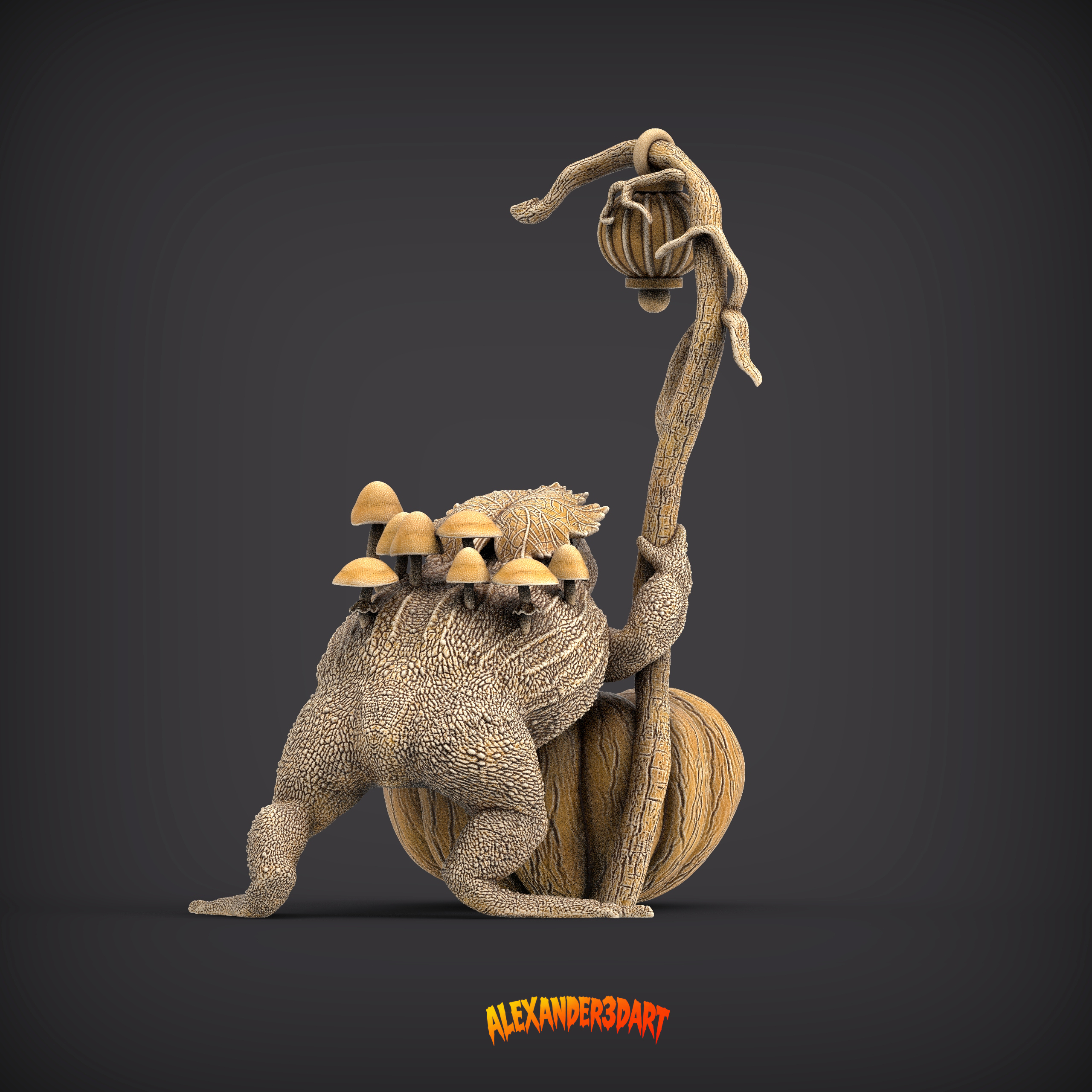 Frog Swamp Witch Halloween Fantasy Creature 3D Print Model 3D Model