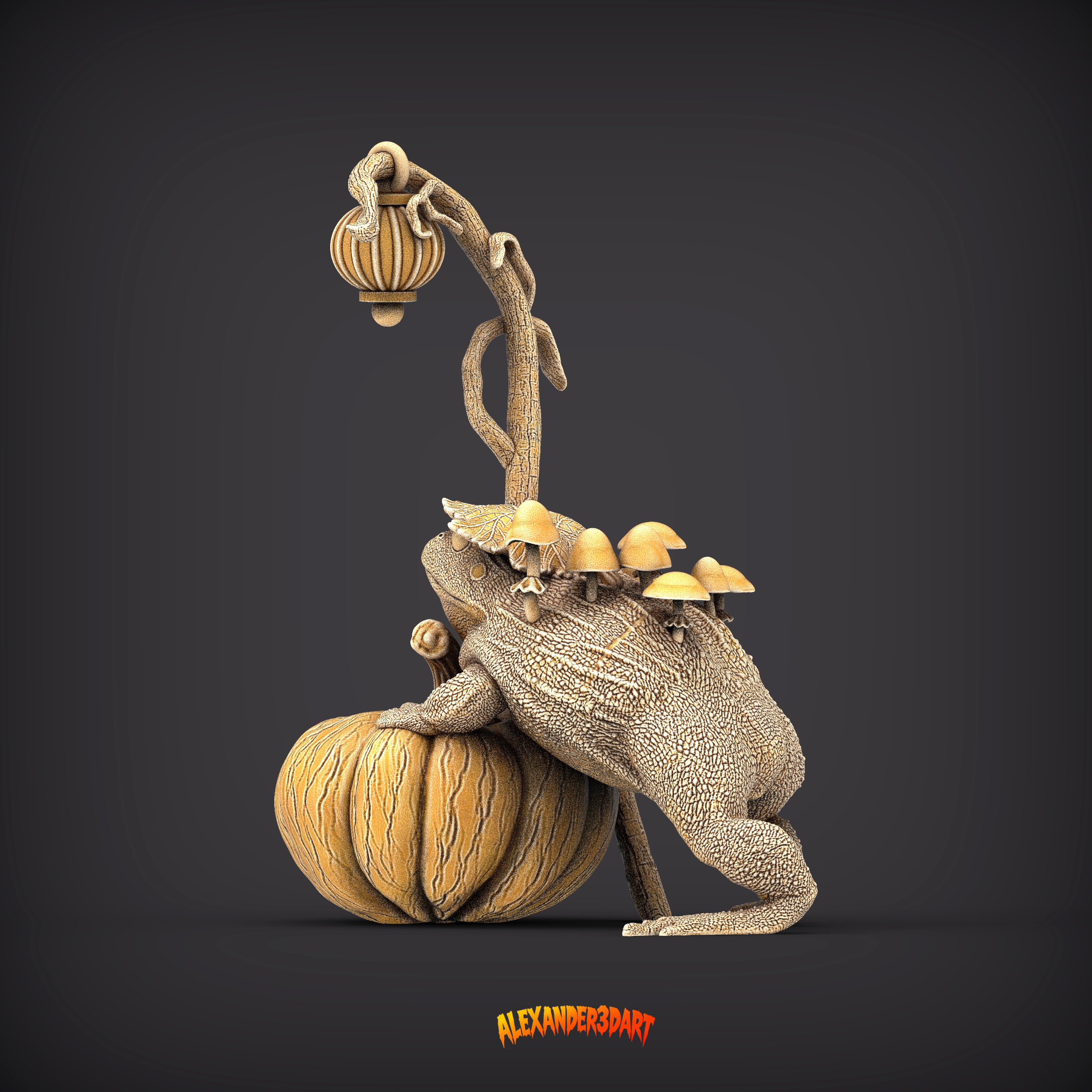 Frog Swamp Witch Halloween Fantasy Creature 3D Print Model 3D Model