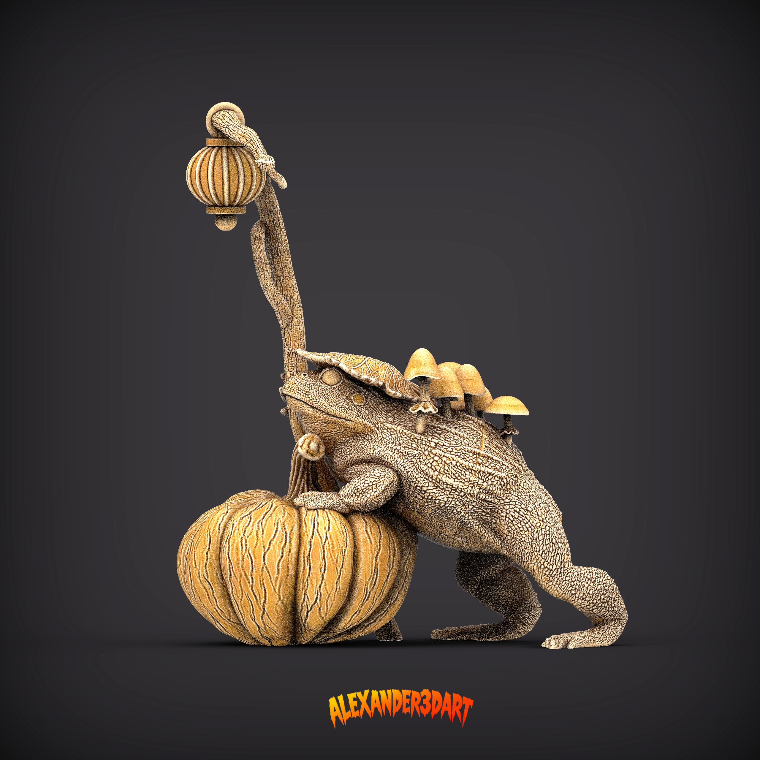 Frog Swamp Witch Halloween Fantasy Creature 3D Print Model 3D Model